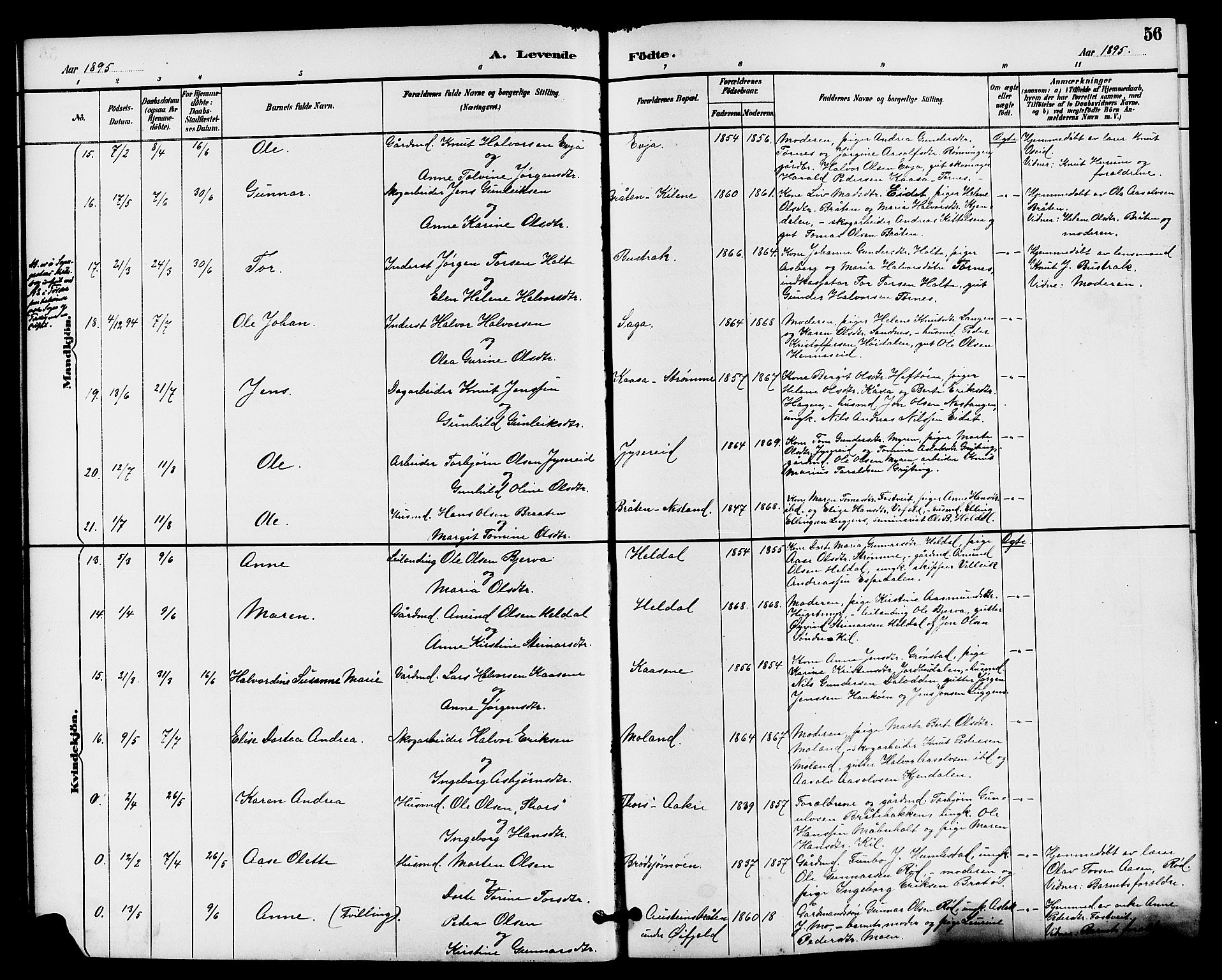 Drangedal kirkebøker, AV/SAKO-A-258/G/Ga/L0003: Parish register (copy) no. I 3, 1887-1906, p. 56