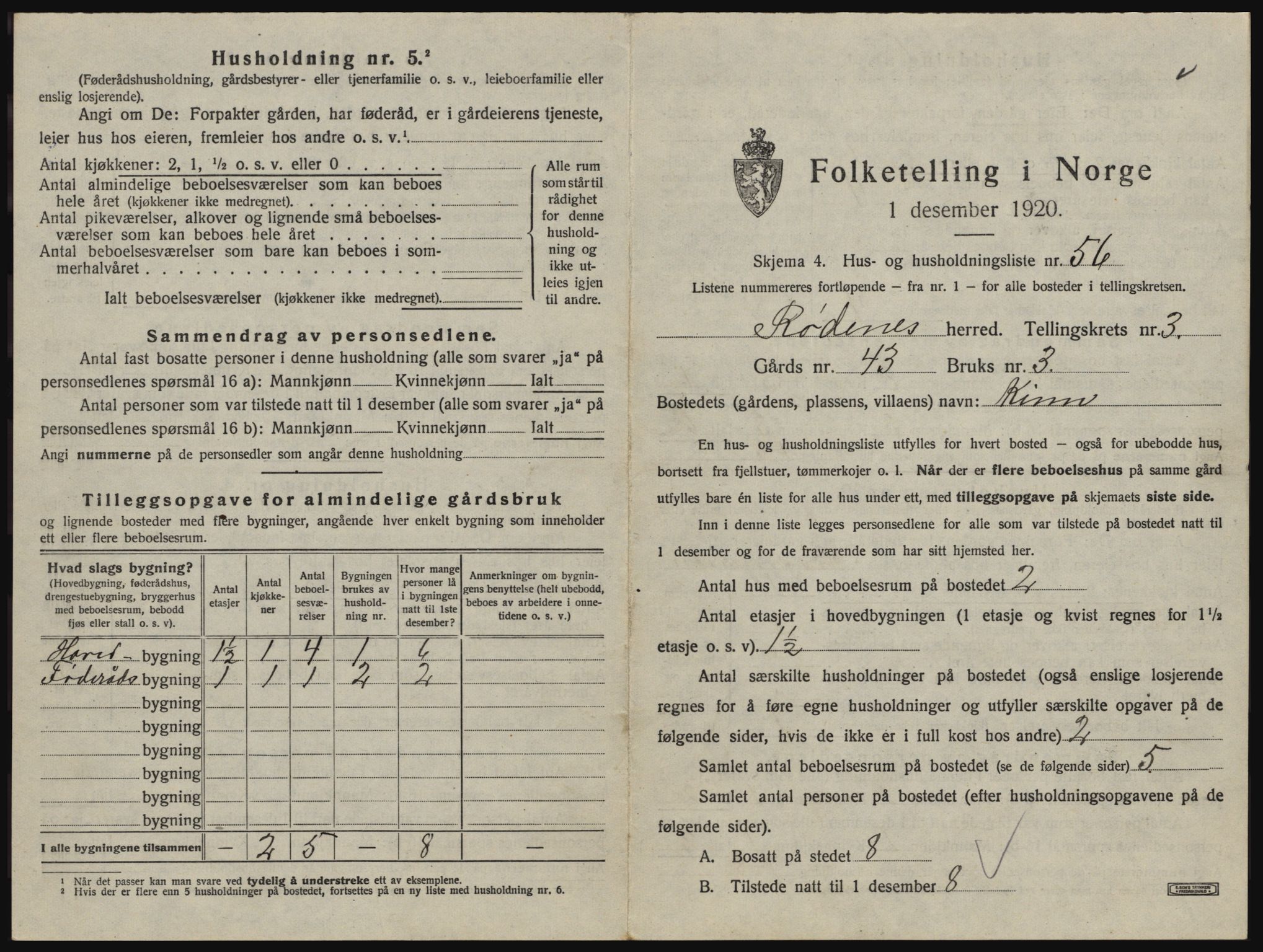 SAO, 1920 census for Rødenes, 1920, p. 378