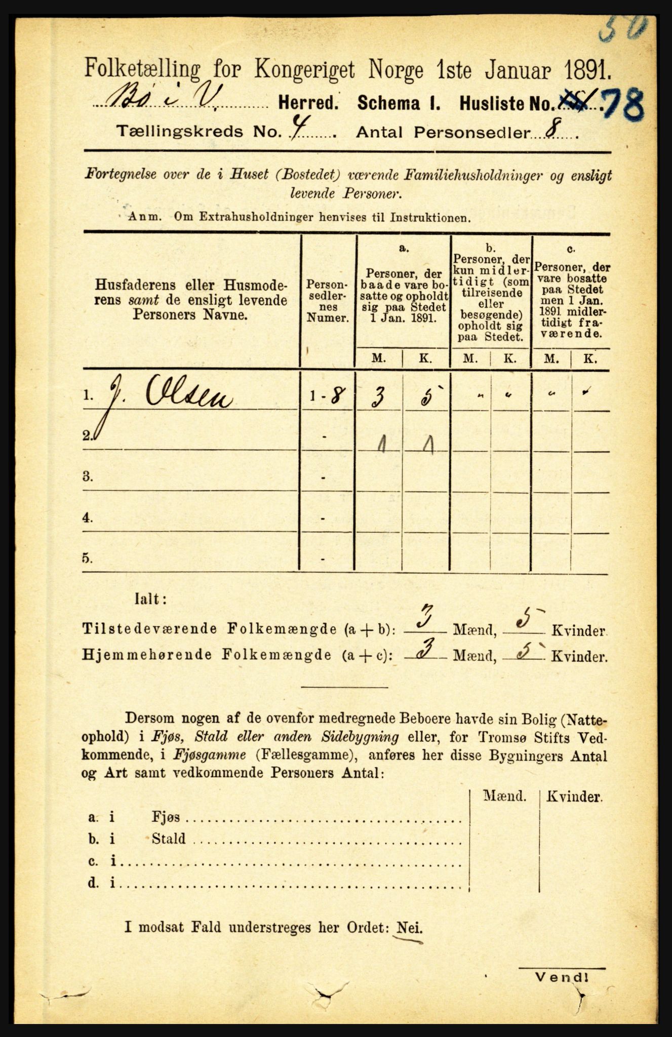 RA, 1891 census for 1867 Bø, 1891, p. 1395