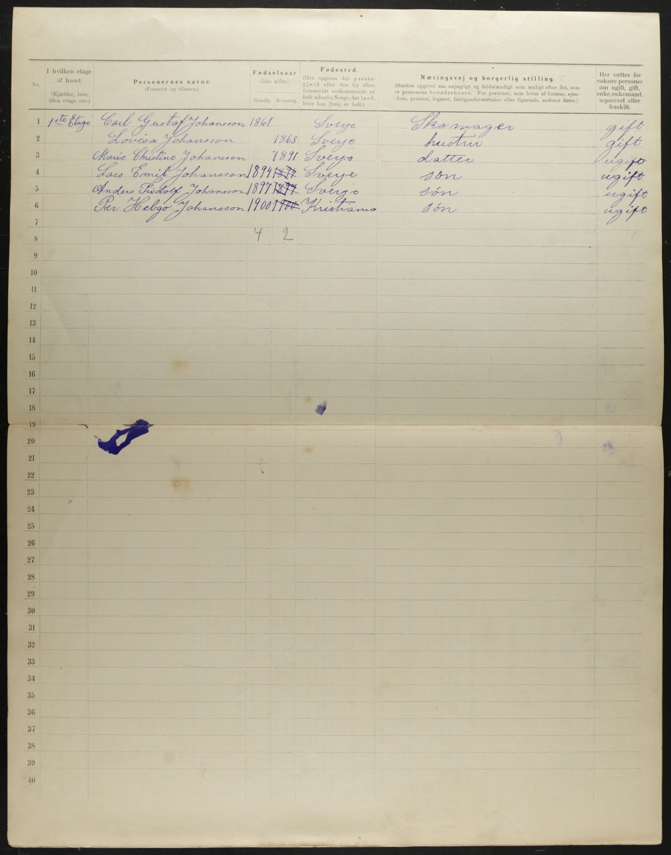 OBA, Municipal Census 1901 for Kristiania, 1901, p. 850