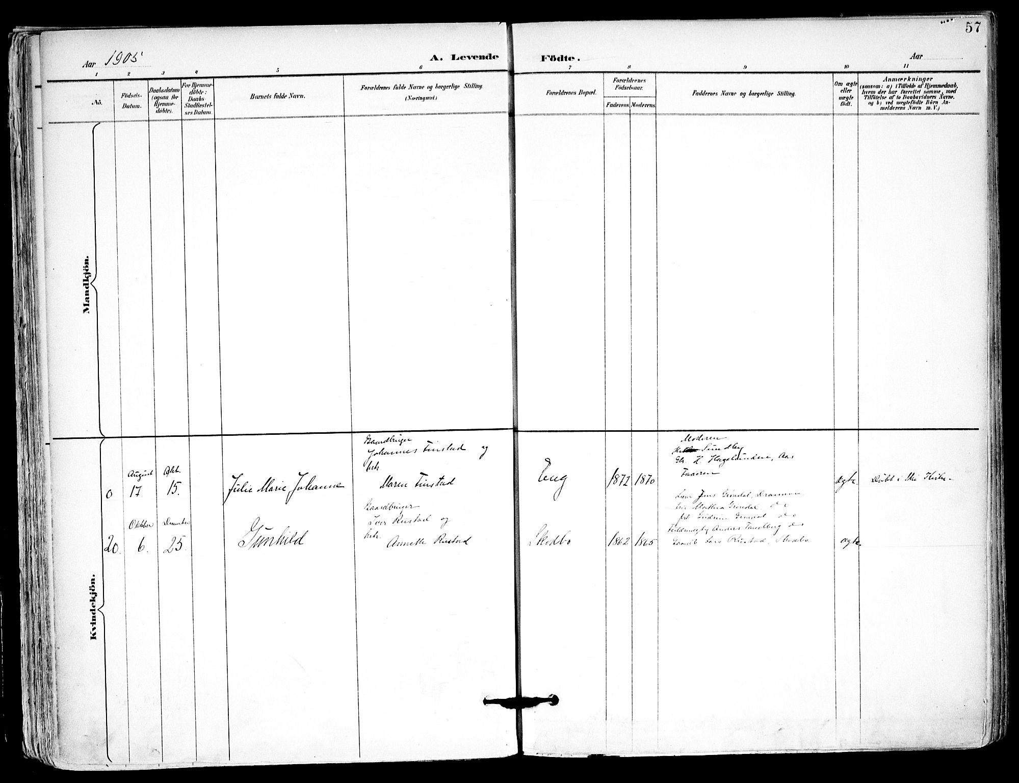 Kråkstad prestekontor Kirkebøker, AV/SAO-A-10125a/F/Fa/L0010: Parish register (official) no. I 10, 1893-1931, p. 57