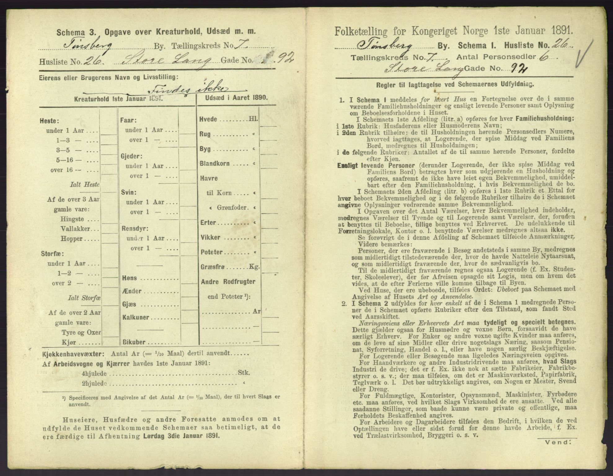 RA, 1891 census for 0705 Tønsberg, 1891, p. 322