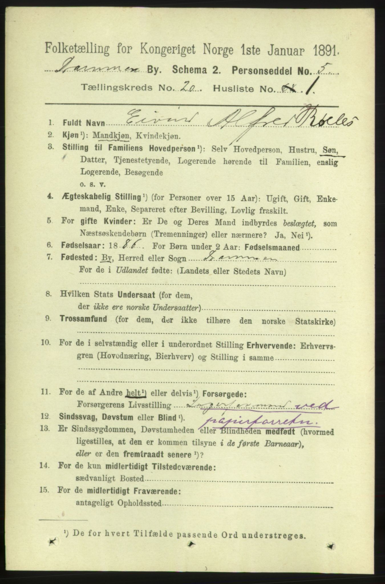 RA, 1891 census for 0602 Drammen, 1891, p. 12509