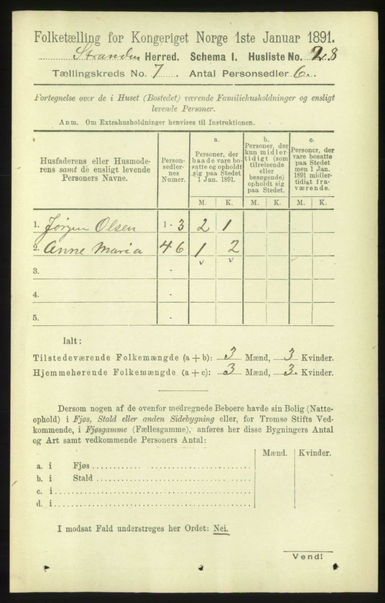 RA, 1891 census for 1525 Stranda, 1891, p. 1670