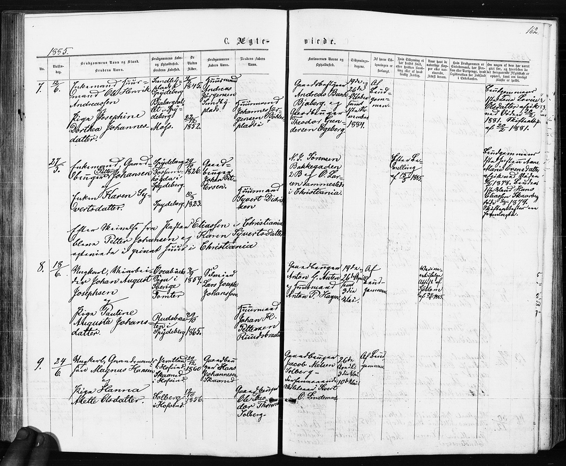 Spydeberg prestekontor Kirkebøker, AV/SAO-A-10924/F/Fa/L0007: Parish register (official) no. I 7, 1875-1885, p. 162