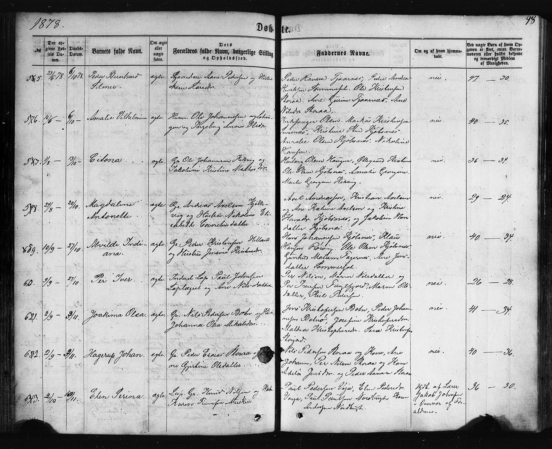 Ministerialprotokoller, klokkerbøker og fødselsregistre - Nordland, SAT/A-1459/861/L0867: Parish register (official) no. 861A02, 1864-1878, p. 98