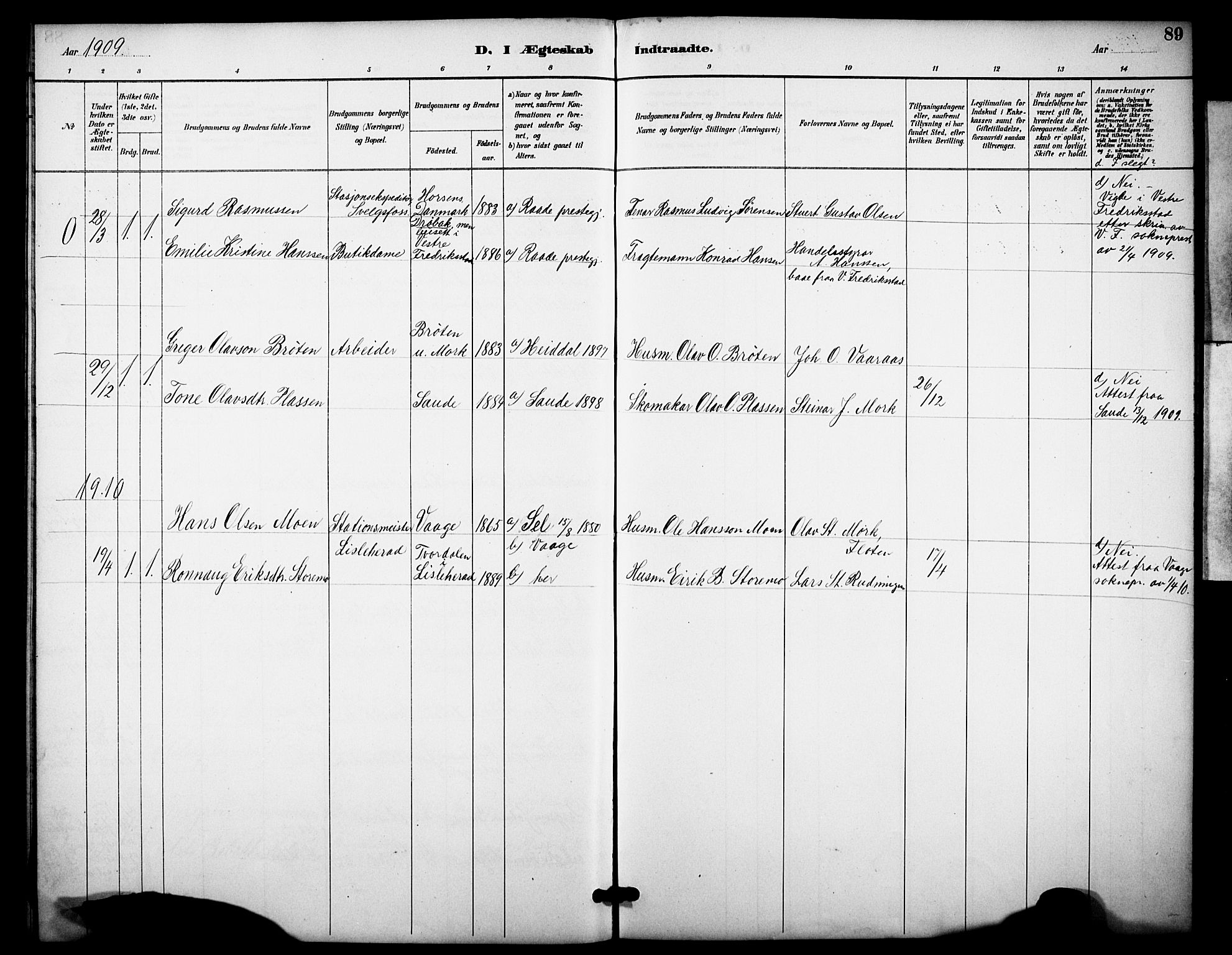 Heddal kirkebøker, SAKO/A-268/F/Fb/L0001: Parish register (official) no. II 1, 1884-1910, p. 89