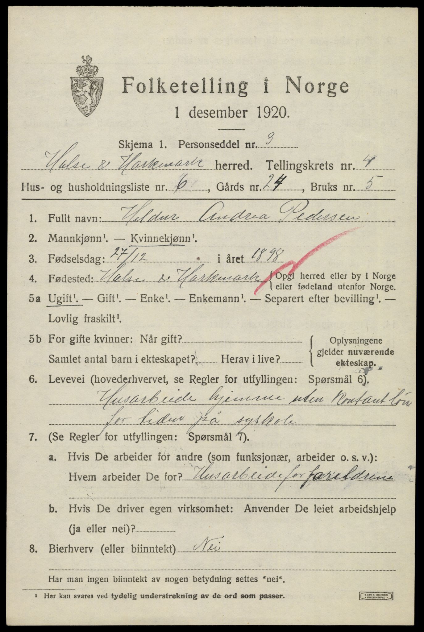 SAK, 1920 census for Halse og Harkmark, 1920, p. 2900