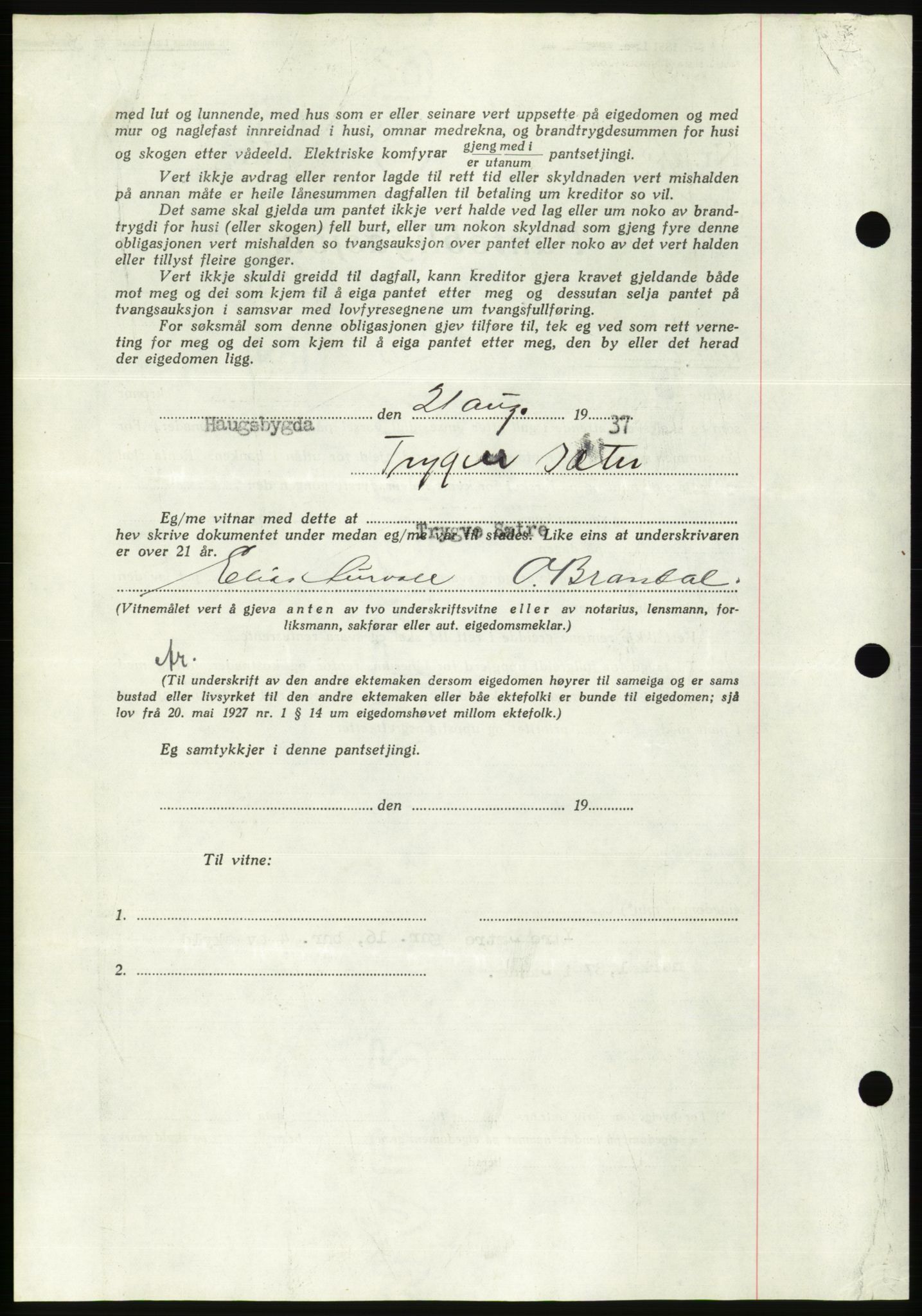 Søre Sunnmøre sorenskriveri, AV/SAT-A-4122/1/2/2C/L0064: Mortgage book no. 58, 1937-1938, Diary no: : 1355/1937