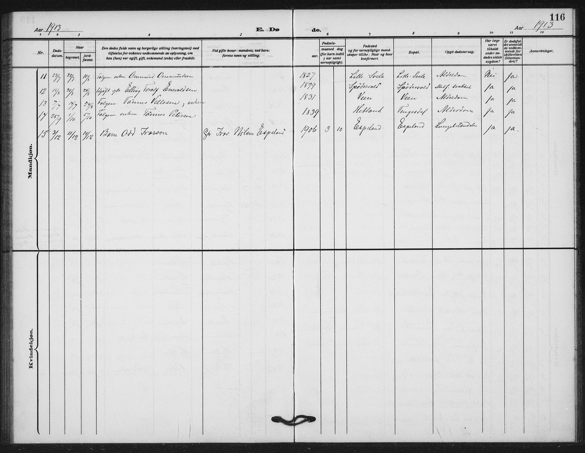 Helleland sokneprestkontor, AV/SAST-A-101810: Parish register (official) no. A 11, 1909-1922, p. 116