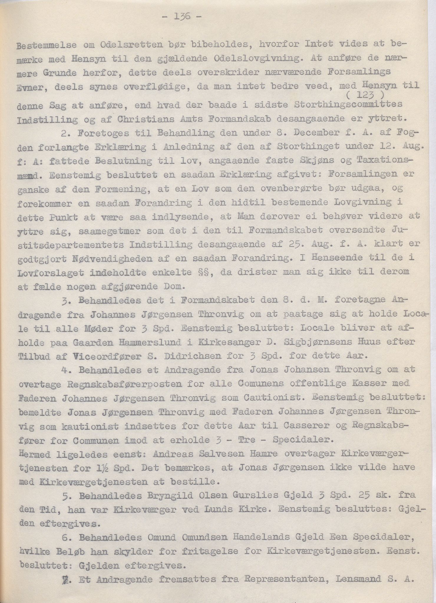 Lund kommune - Formannskapet/Formannskapskontoret, IKAR/K-101761/A/Aa/Aaa/L0002: Forhandlingsprotokoll, 1837-1865, p. 136