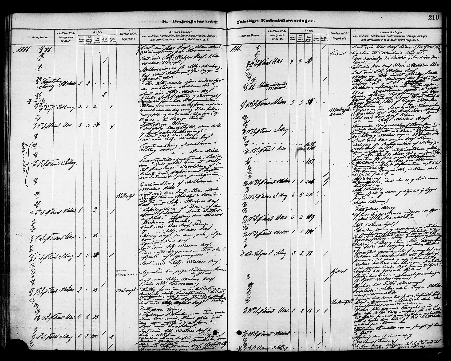 Ministerialprotokoller, klokkerbøker og fødselsregistre - Nord-Trøndelag, SAT/A-1458/741/L0395: Parish register (official) no. 741A09, 1878-1888, p. 219