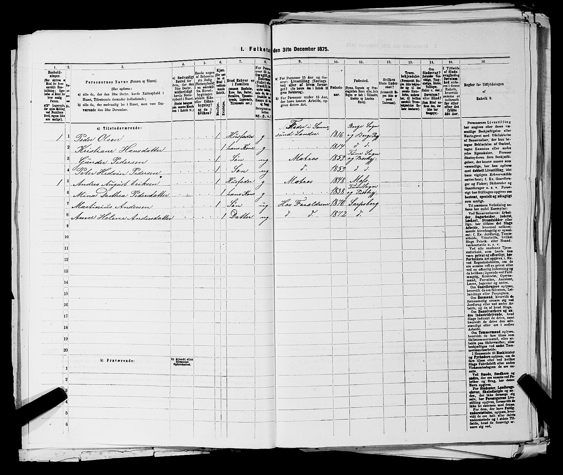 RA, 1875 census for 0130P Tune, 1875, p. 1284