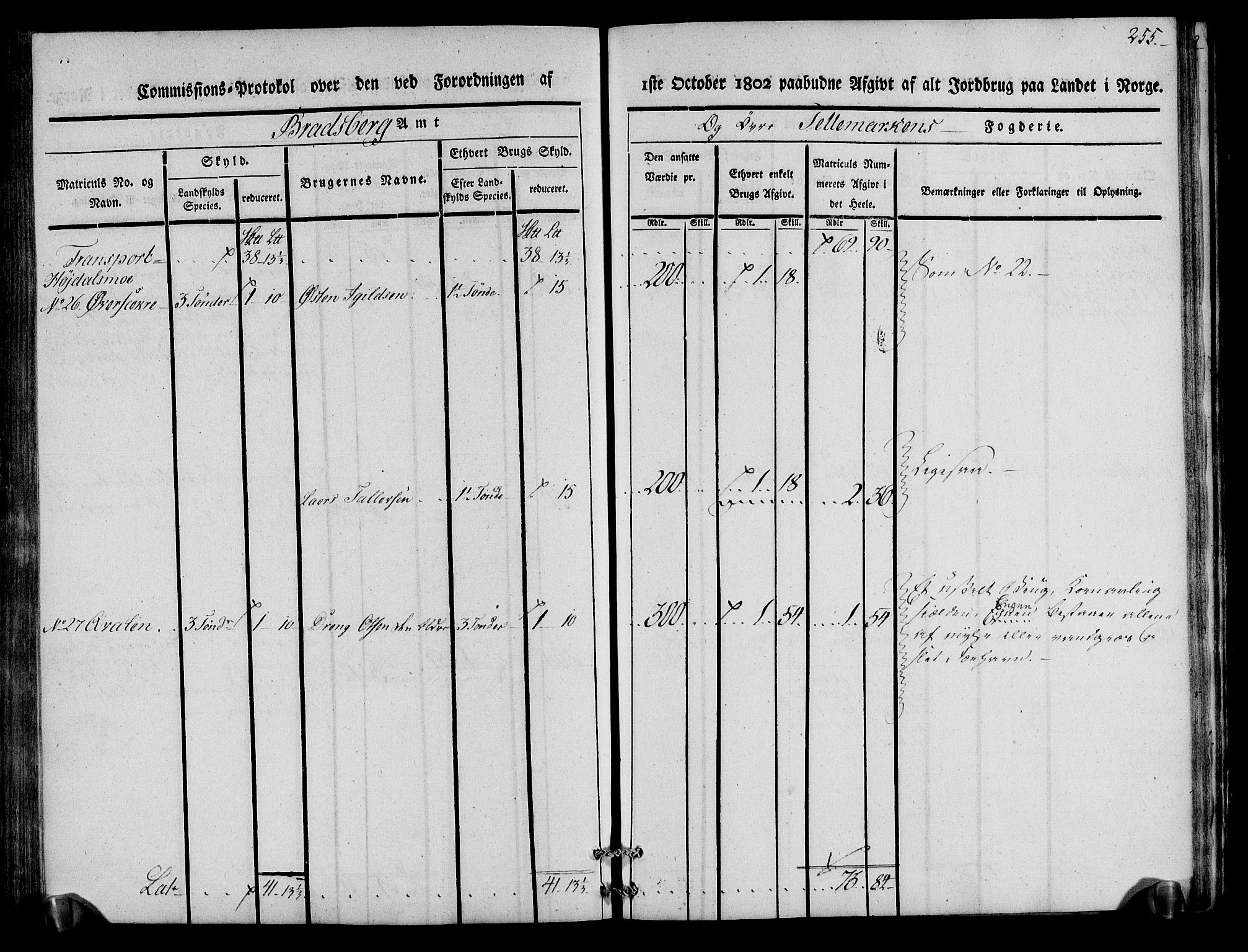 Rentekammeret inntil 1814, Realistisk ordnet avdeling, RA/EA-4070/N/Ne/Nea/L0075: Øvre Telemarken fogderi. Kommisjonsprotokoll for fogderiets vestre del - Kviteseid, Vinje, Moland [):Fyresdal] og Lårdal prestegjeld., 1803, p. 257