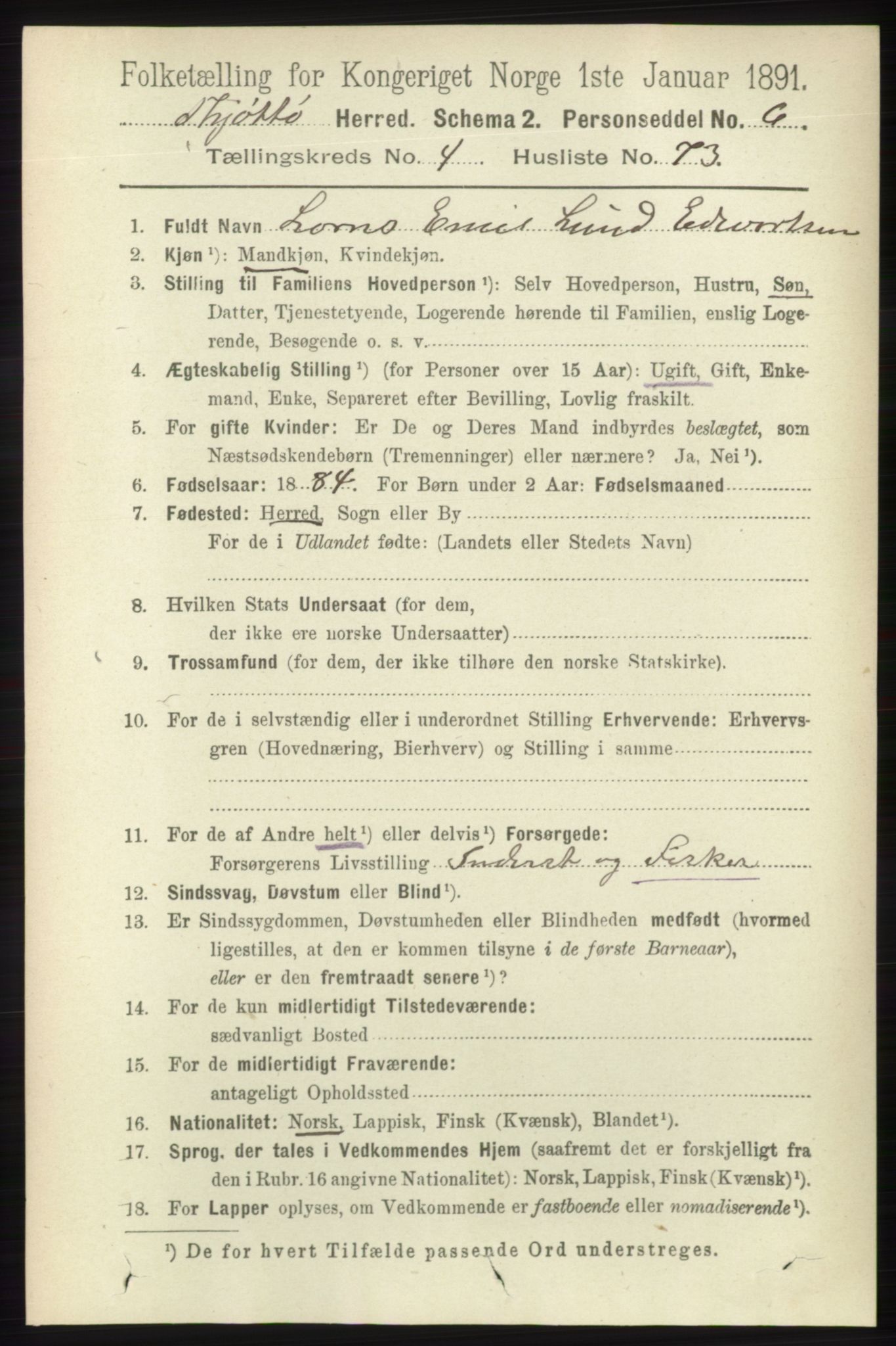 RA, 1891 census for 1817 Tjøtta, 1891, p. 2312