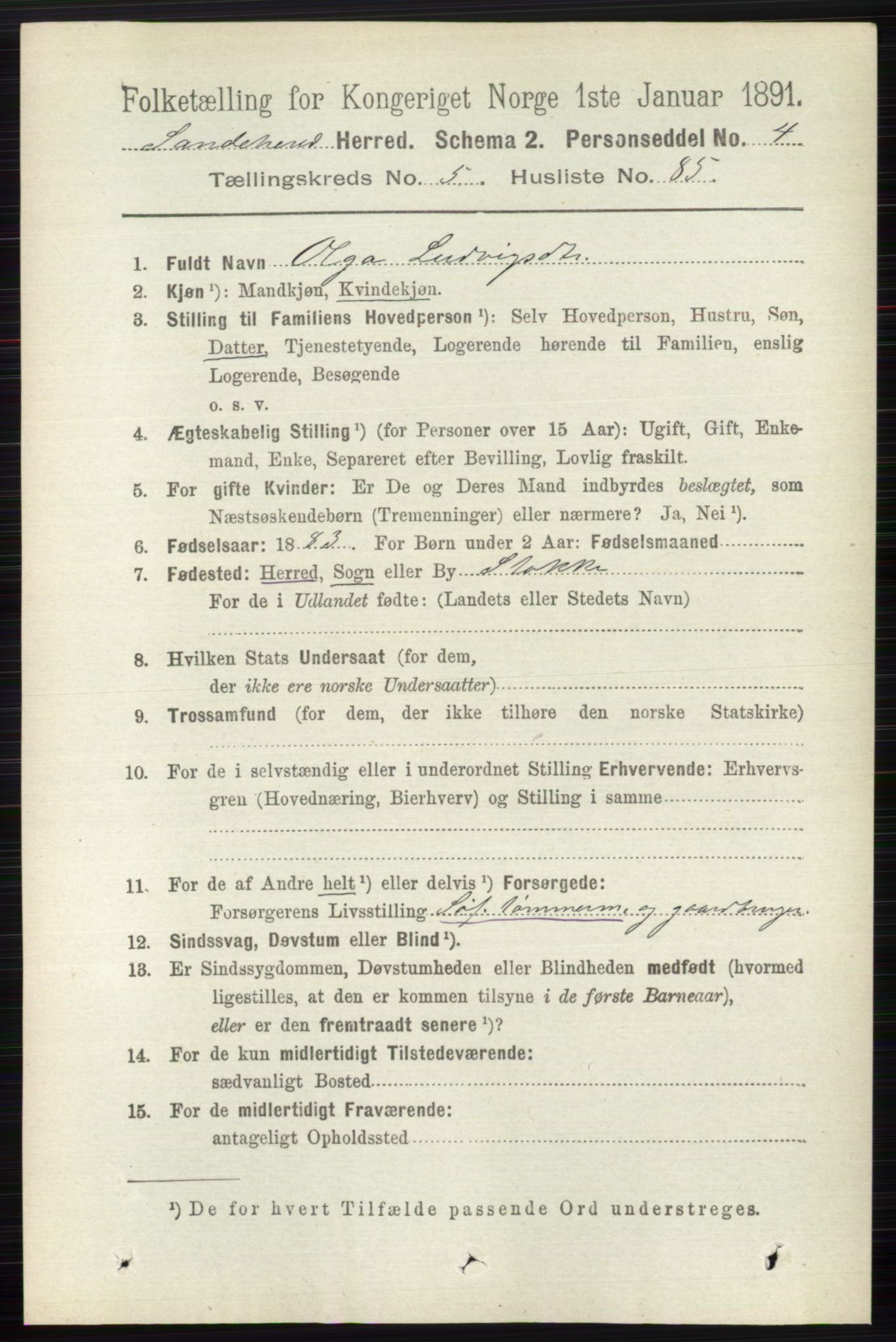 RA, 1891 census for 0724 Sandeherred, 1891, p. 3228