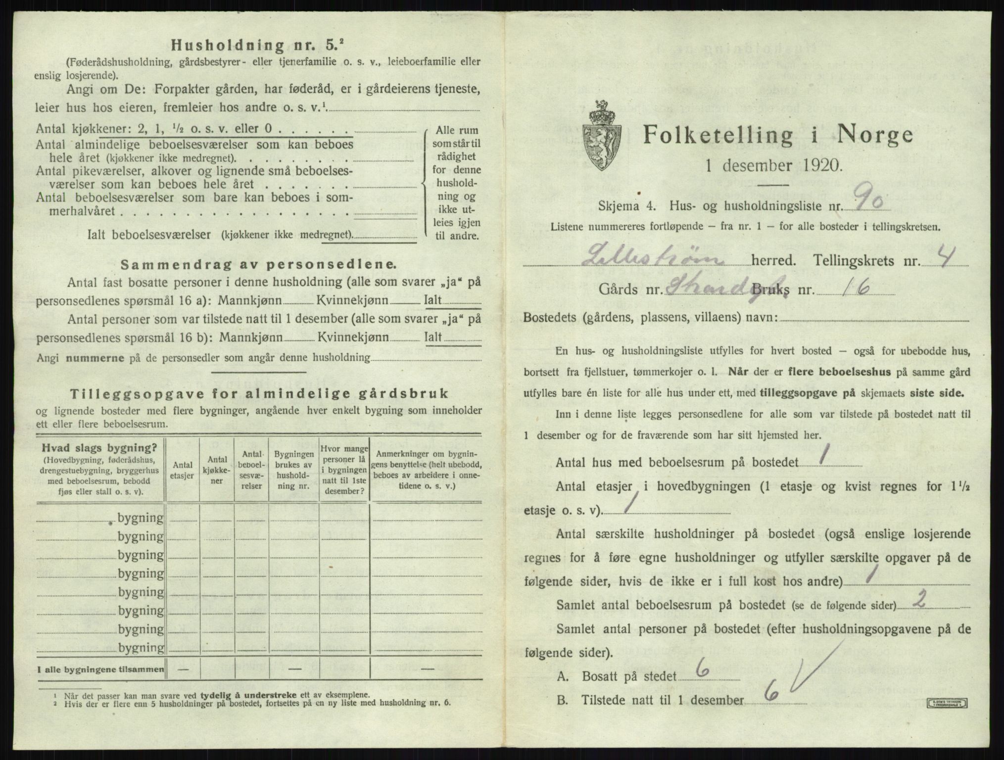 SAO, 1920 census for Lillestrøm, 1920, p. 1446