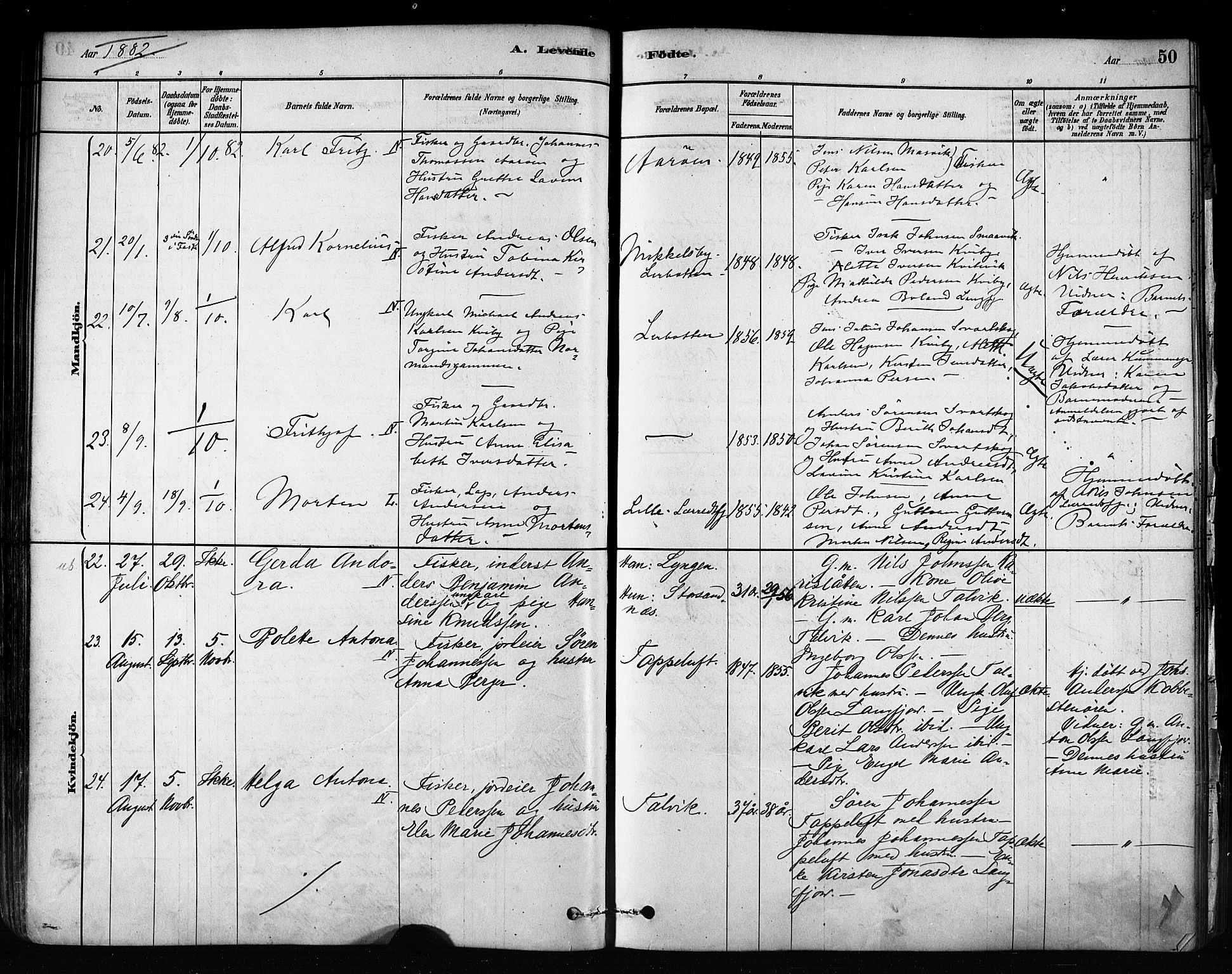 Talvik sokneprestkontor, SATØ/S-1337/H/Ha/L0012kirke: Parish register (official) no. 12, 1878-1886, p. 50