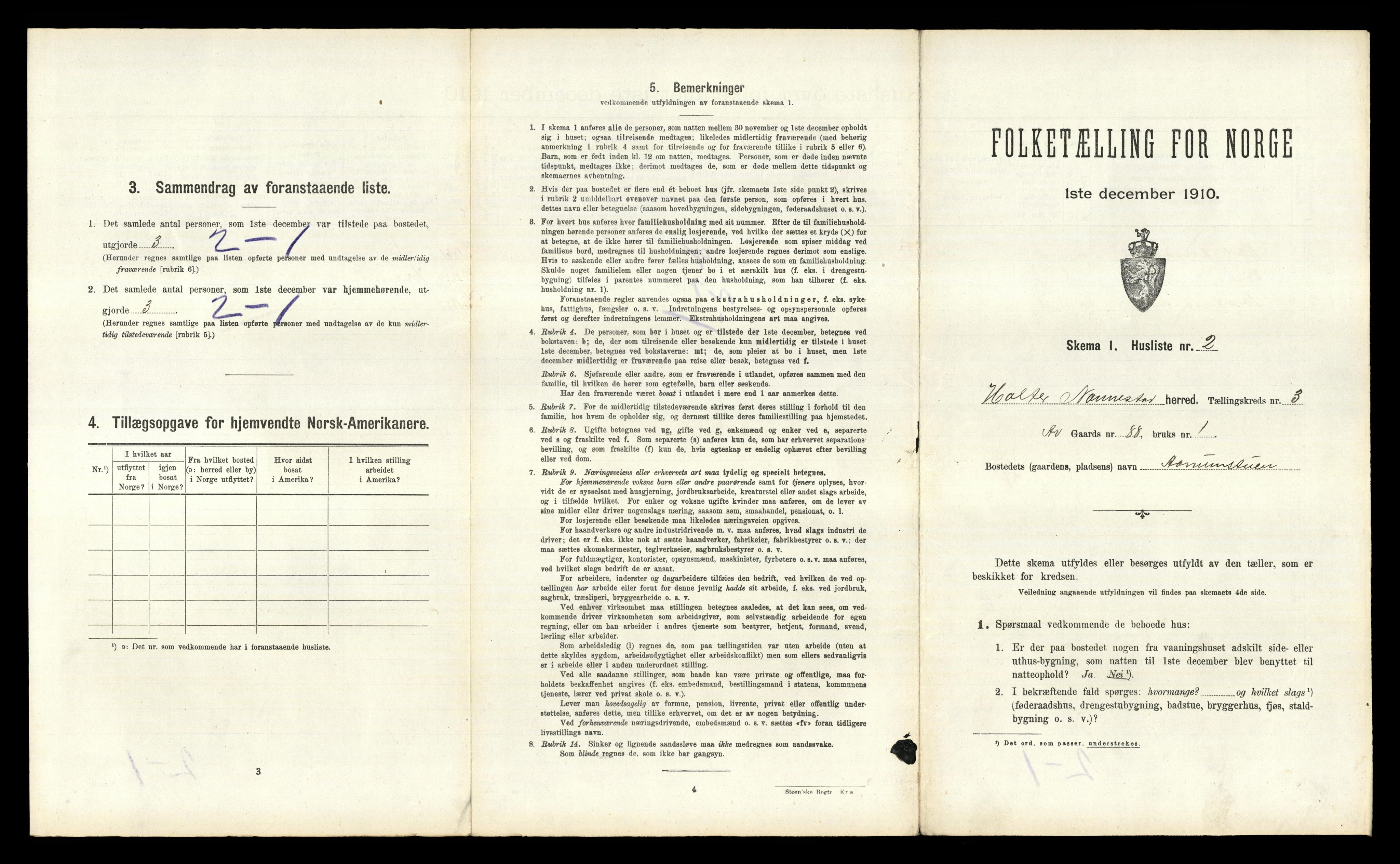 RA, 1910 census for Nannestad, 1910, p. 327