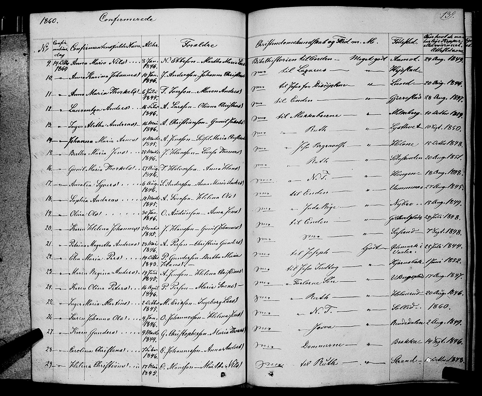 Skiptvet prestekontor Kirkebøker, AV/SAO-A-20009/F/Fa/L0006: Parish register (official) no. 6, 1839-1860, p. 139