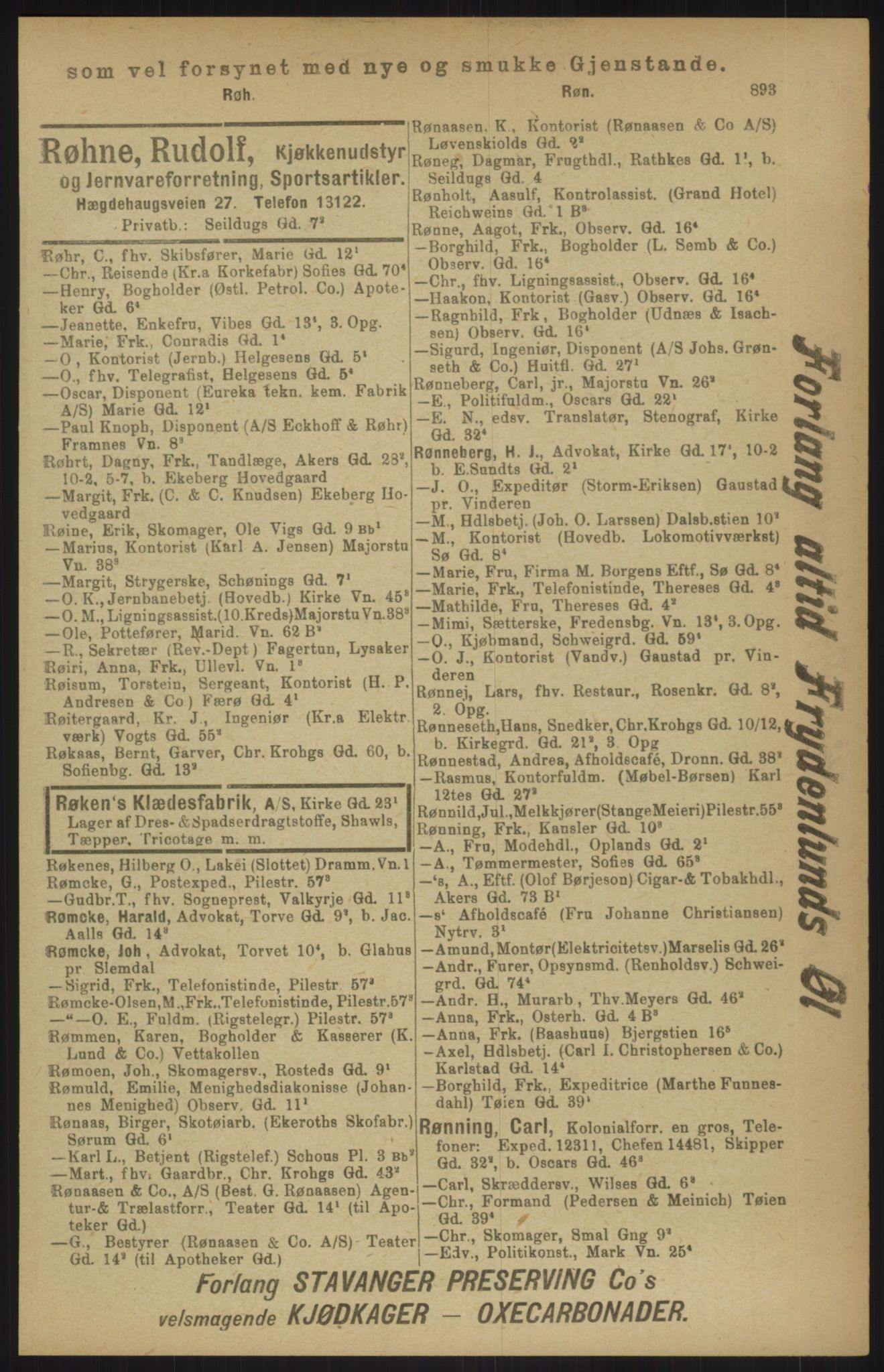 Kristiania/Oslo adressebok, PUBL/-, 1911, p. 893