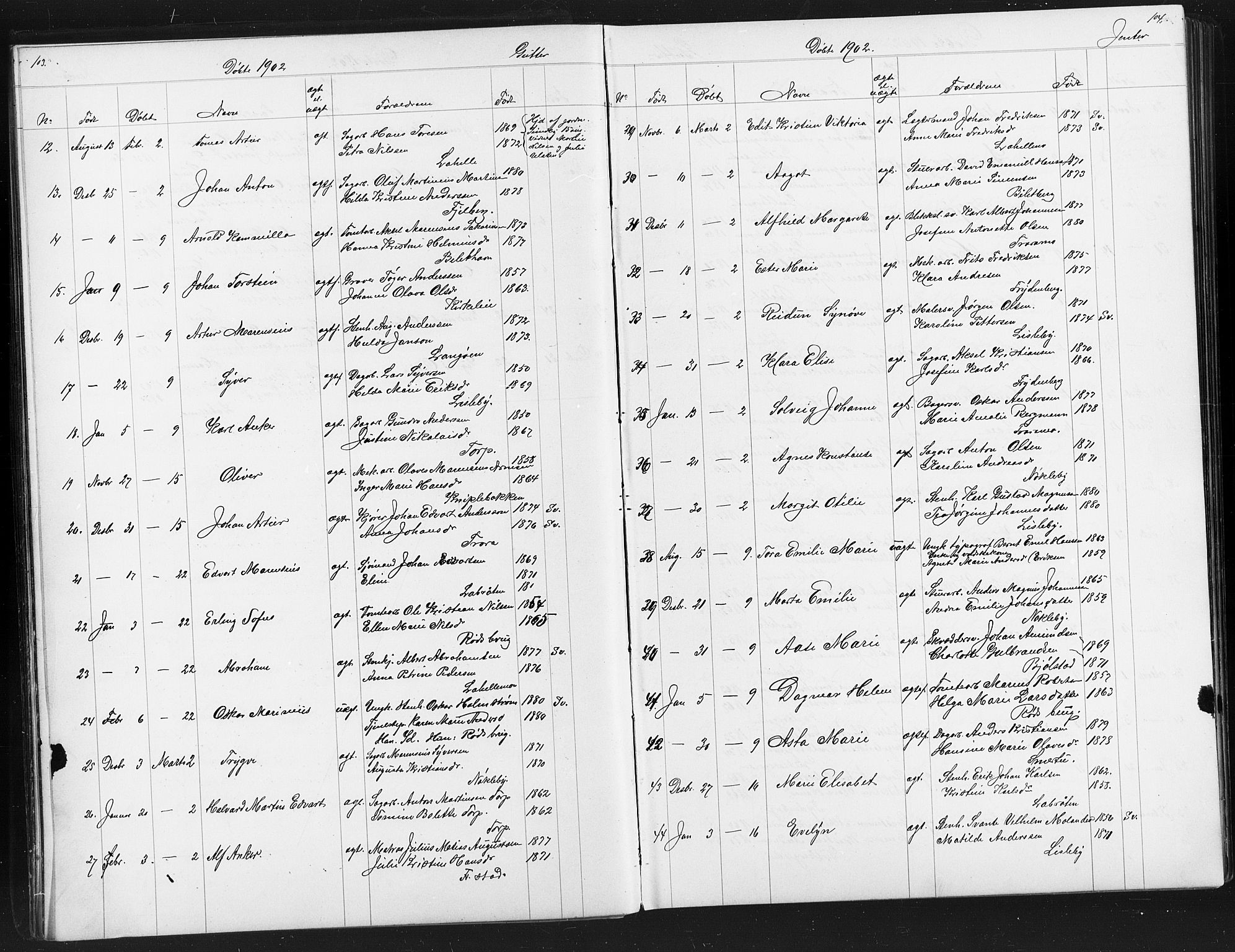 Glemmen prestekontor Kirkebøker, SAO/A-10908/G/Ga/L0006: Parish register (copy) no. 6, 1894-1908, p. 103-104