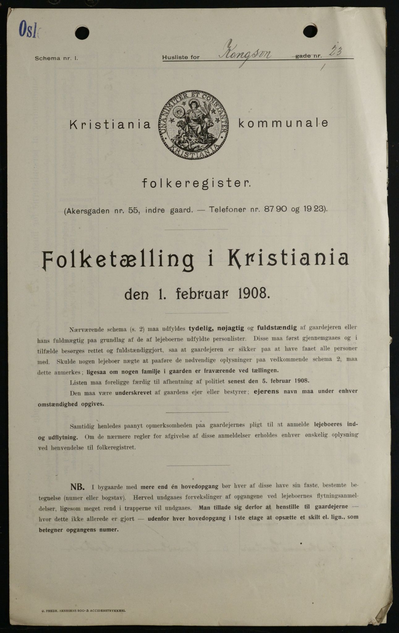 OBA, Municipal Census 1908 for Kristiania, 1908, p. 47459