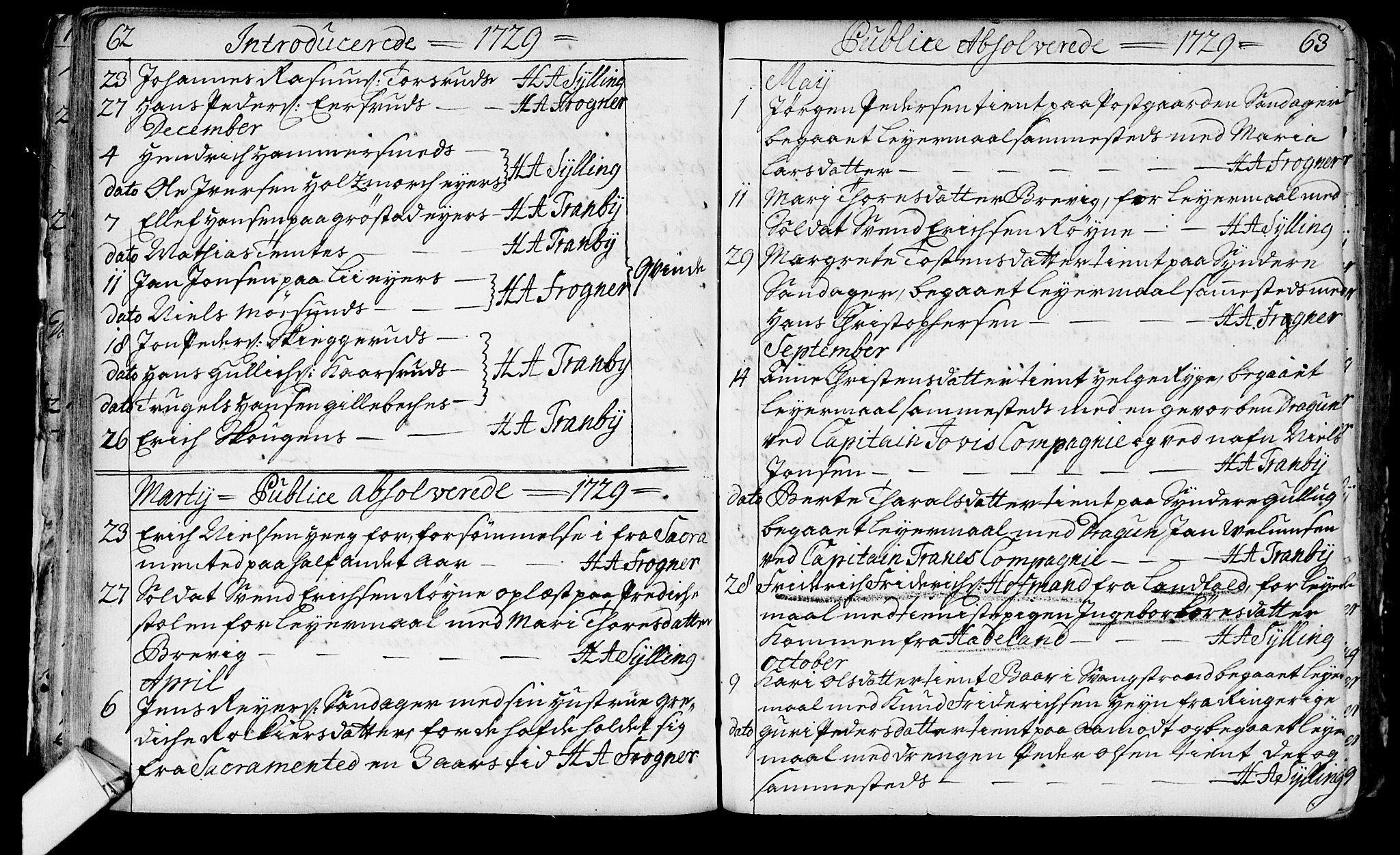 Lier kirkebøker, AV/SAKO-A-230/F/Fa/L0003: Parish register (official) no. I 3, 1727-1748, p. 62-63