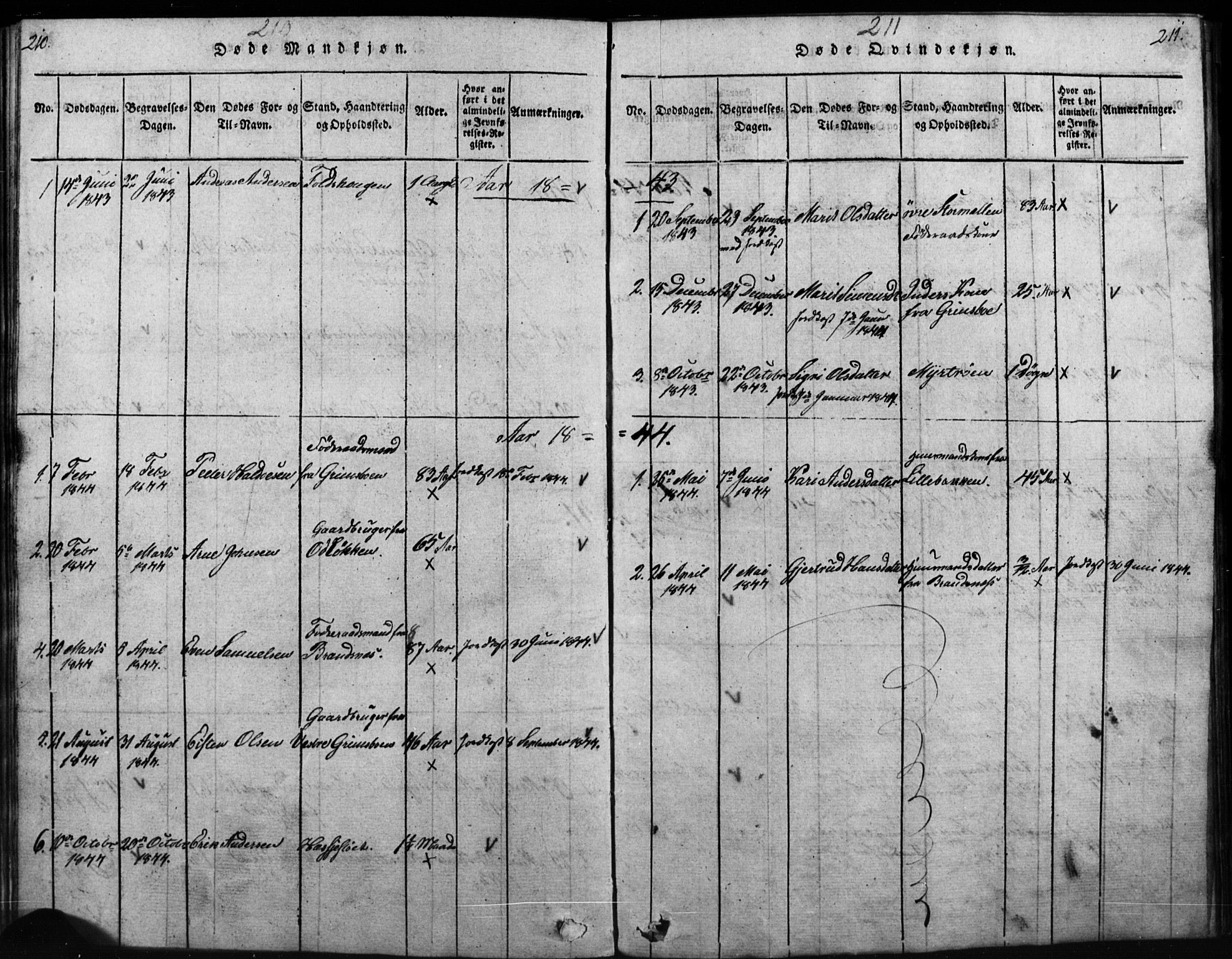 Tynset prestekontor, SAH/PREST-058/H/Ha/Hab/L0003: Parish register (copy) no. 3, 1814-1862, p. 210-211