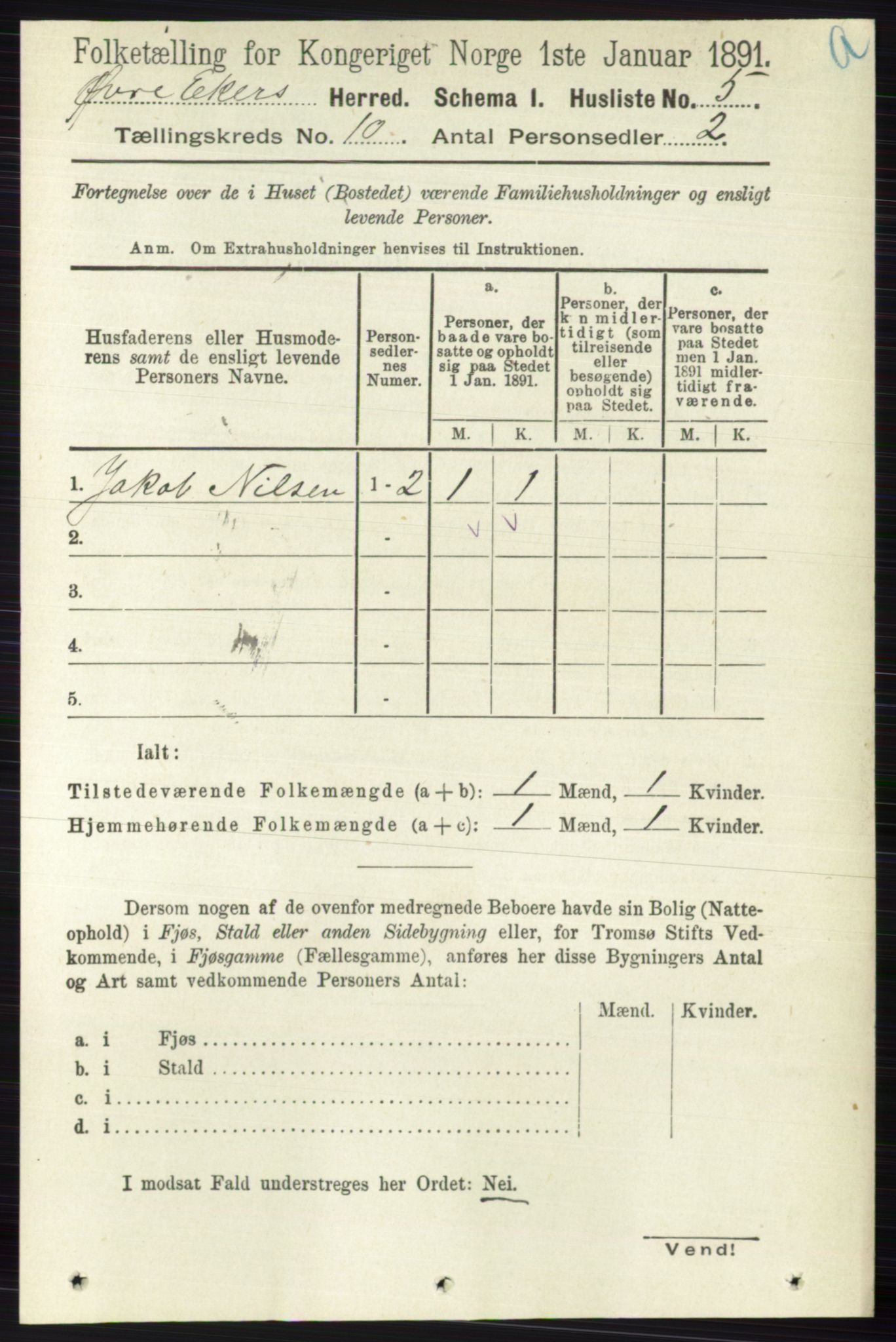 RA, 1891 census for 0624 Øvre Eiker, 1891, p. 3979