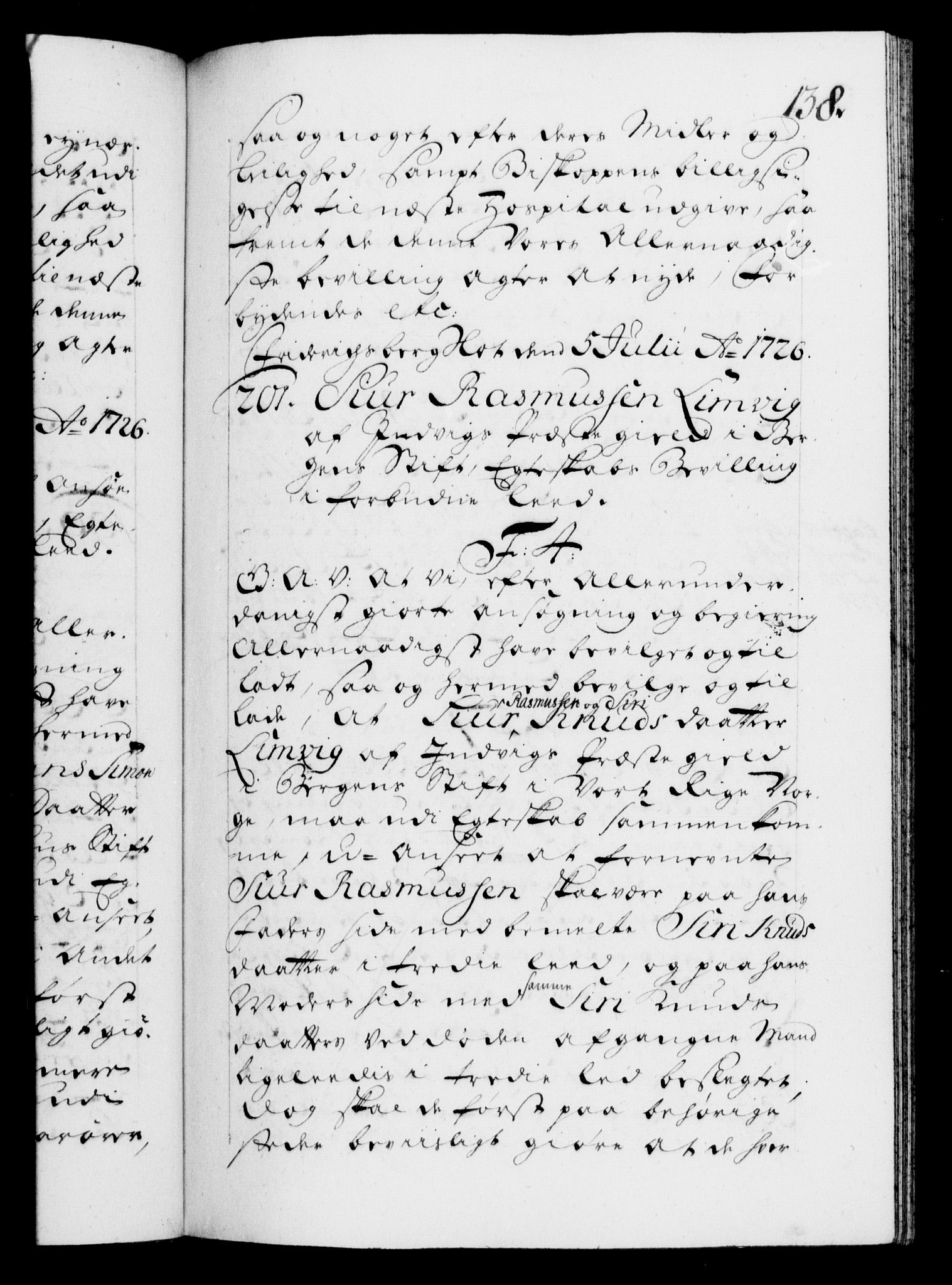 Danske Kanselli 1572-1799, AV/RA-EA-3023/F/Fc/Fca/Fcaa/L0025: Norske registre, 1726-1728, p. 138a