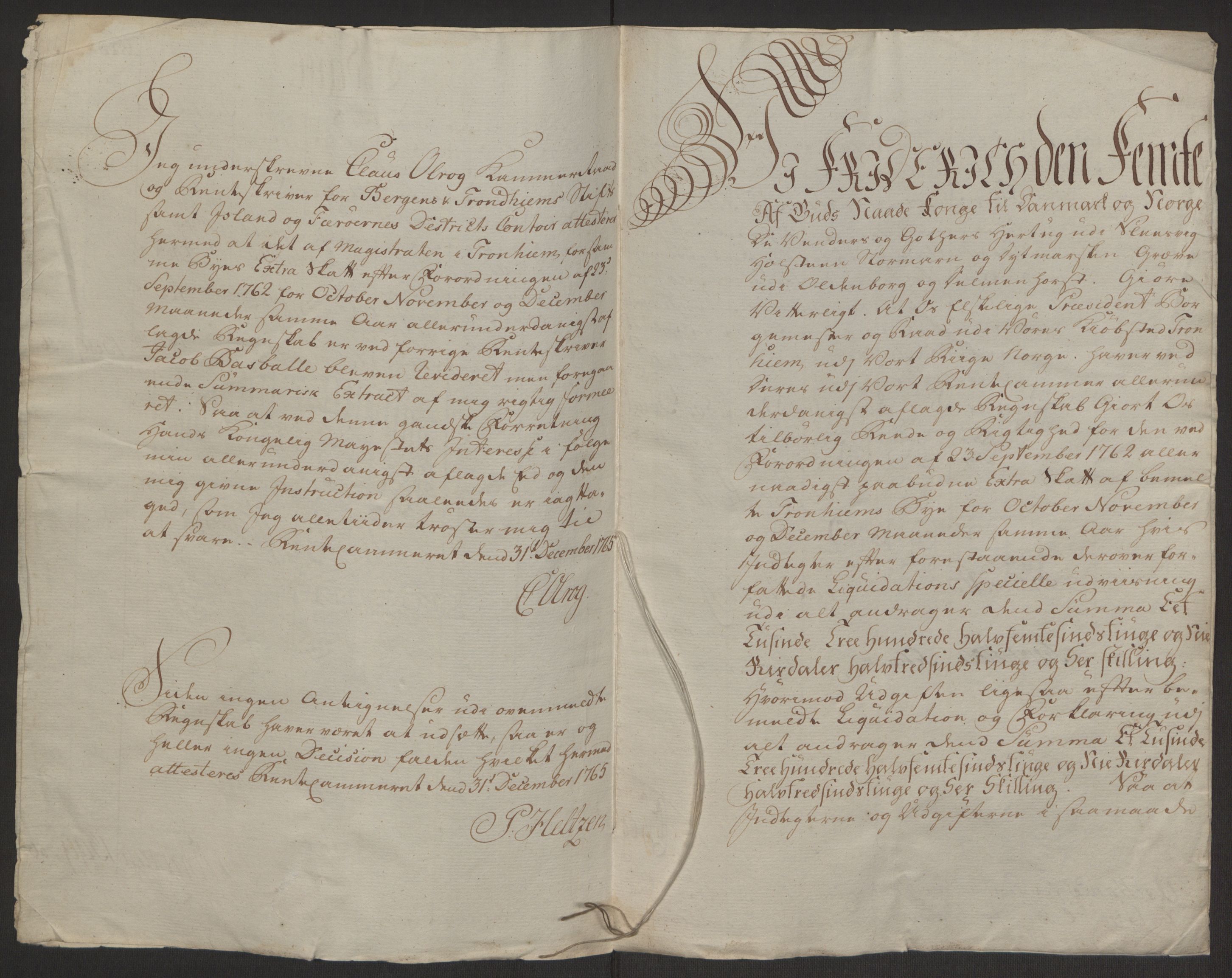 Rentekammeret inntil 1814, Reviderte regnskaper, Byregnskaper, AV/RA-EA-4066/R/Rs/L0516/0001: [S9] Kontribusjonsregnskap / Ekstraskatt, 1762-1767, p. 8