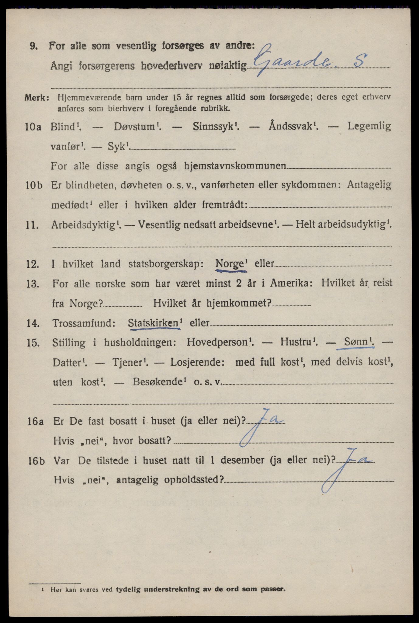 SAST, 1920 census for Strand, 1920, p. 2333