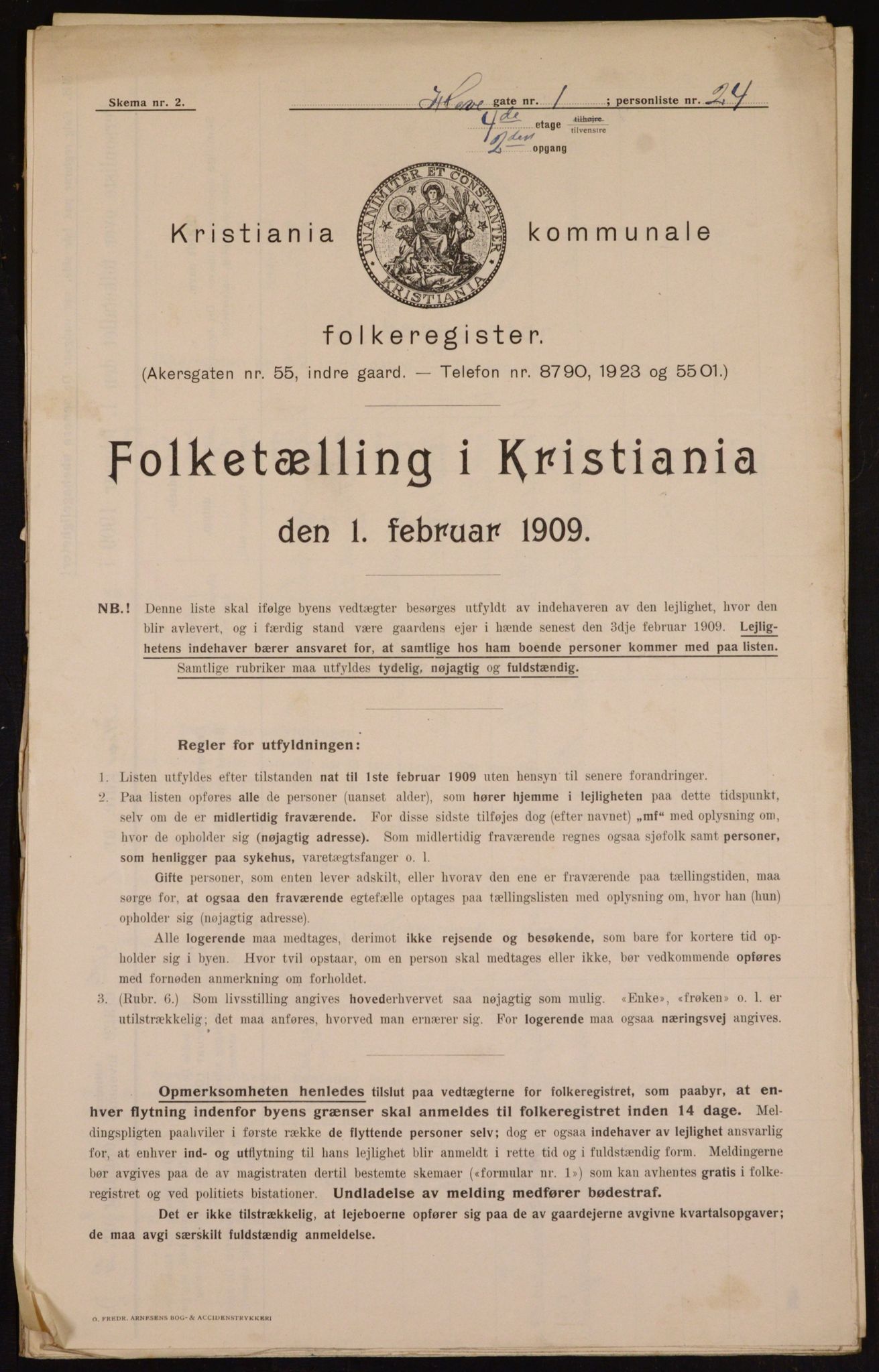 OBA, Municipal Census 1909 for Kristiania, 1909, p. 30312