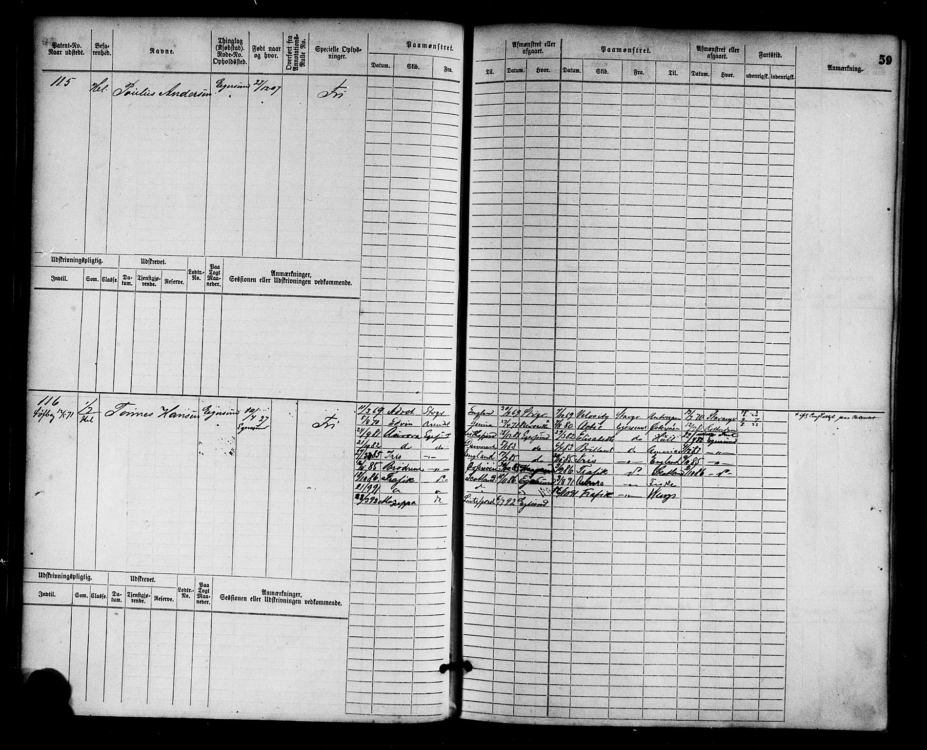 Egersund mønstringskrets, AV/SAK-2031-0019/F/Fb/L0001: Hovedrulle nr 1-666, O-3, 1868-1920, p. 61