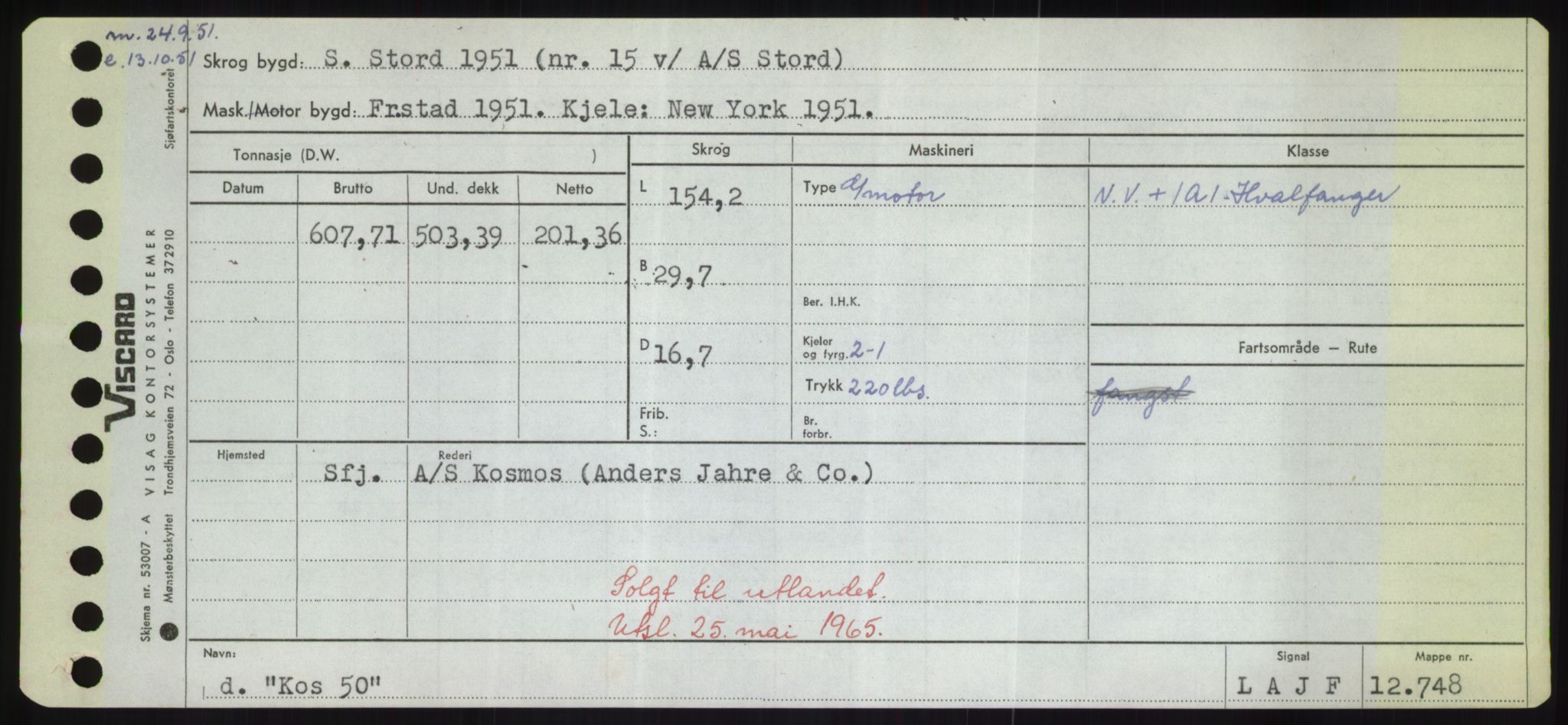 Sjøfartsdirektoratet med forløpere, Skipsmålingen, RA/S-1627/H/Hd/L0021: Fartøy, Kor-Kår, p. 101