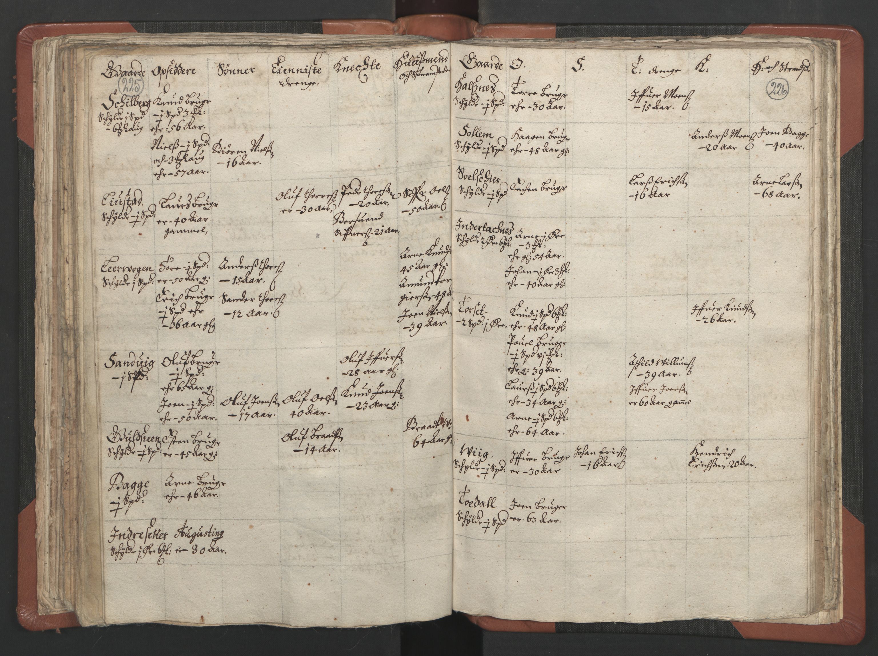 RA, Vicar's Census 1664-1666, no. 29: Nordmøre deanery, 1664-1666, p. 225-226