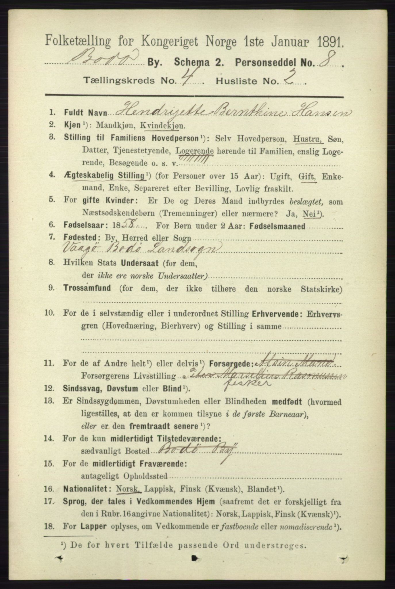 RA, 1891 census for 1804 Bodø, 1891, p. 3028