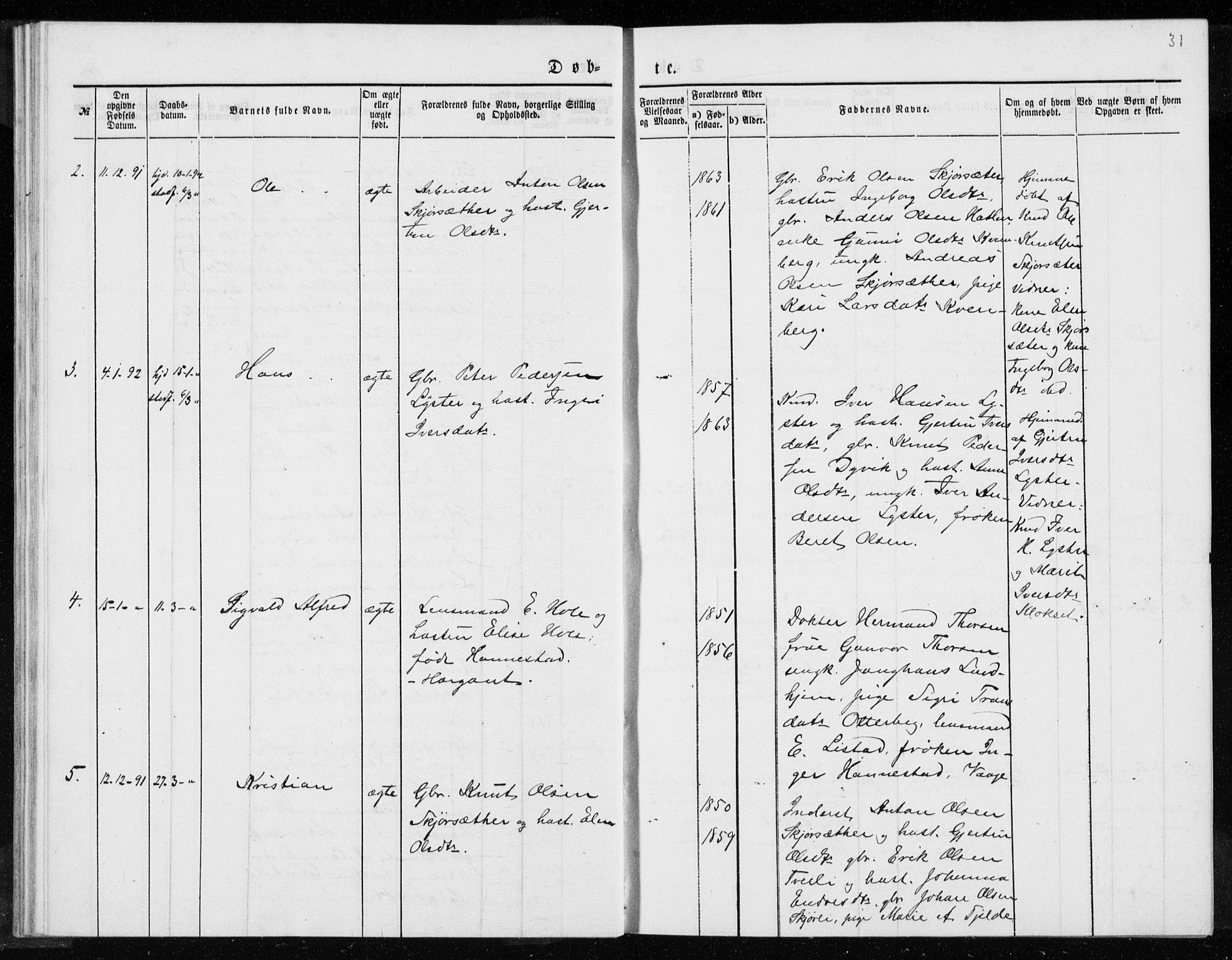 Ministerialprotokoller, klokkerbøker og fødselsregistre - Møre og Romsdal, SAT/A-1454/551/L0631: Parish register (copy) no. 551C03, 1886-1894, p. 31