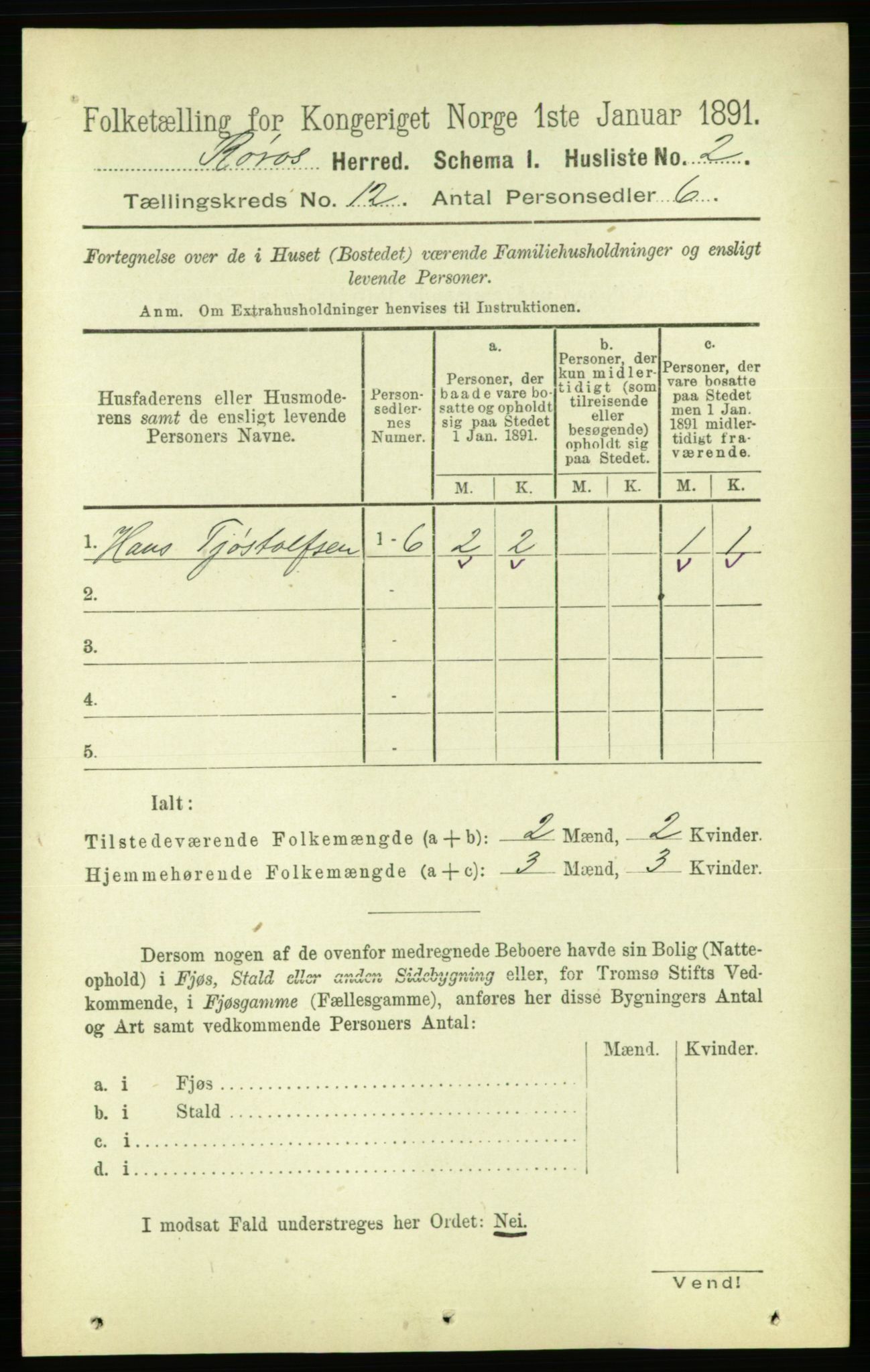 RA, 1891 census for 1640 Røros, 1891, p. 2350