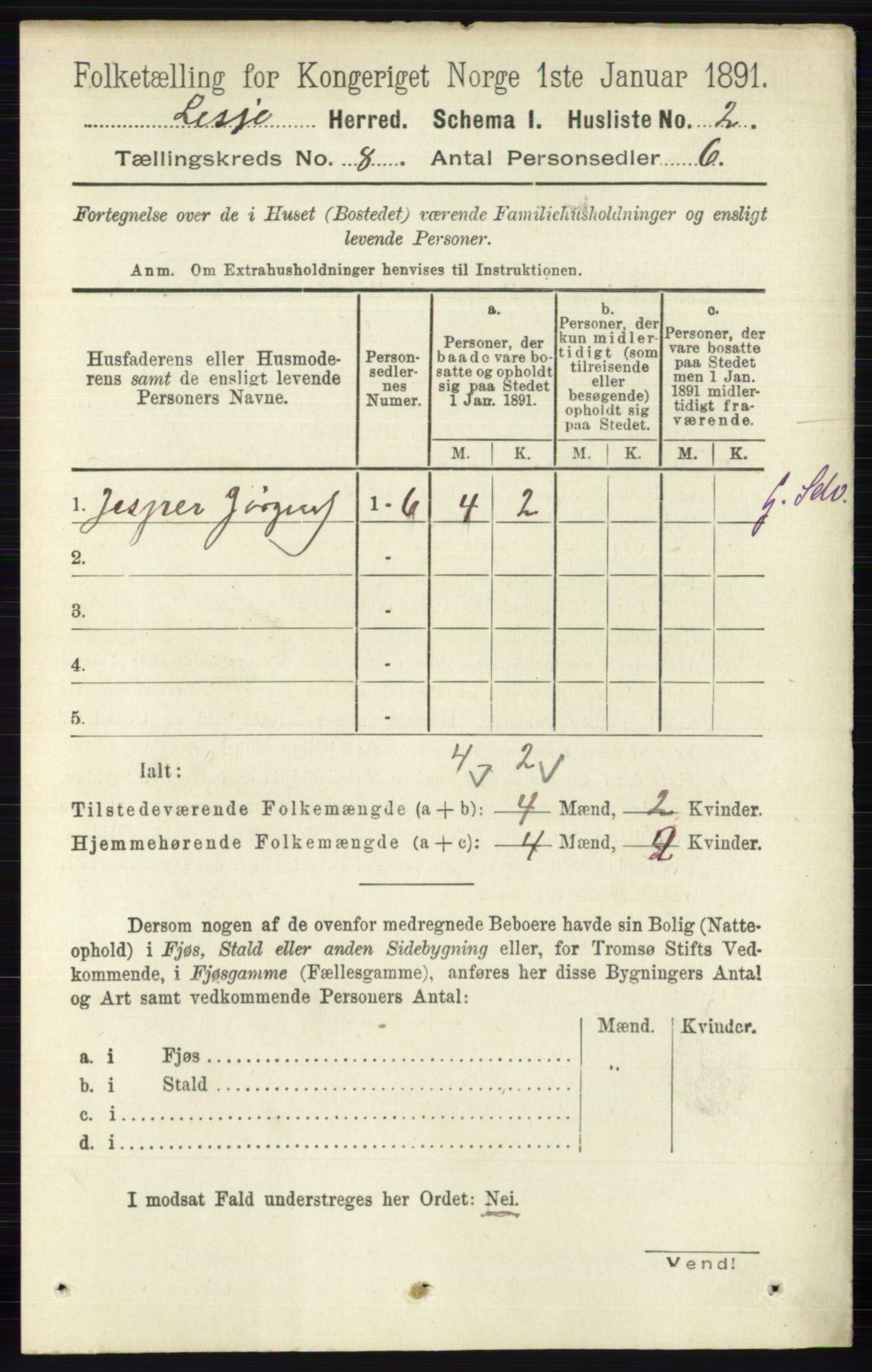 RA, 1891 census for 0512 Lesja, 1891, p. 2907