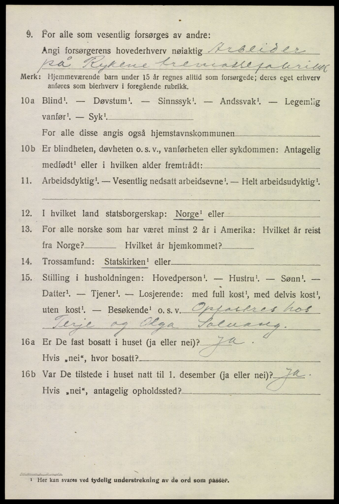 SAK, 1920 census for Øyestad, 1920, p. 4187