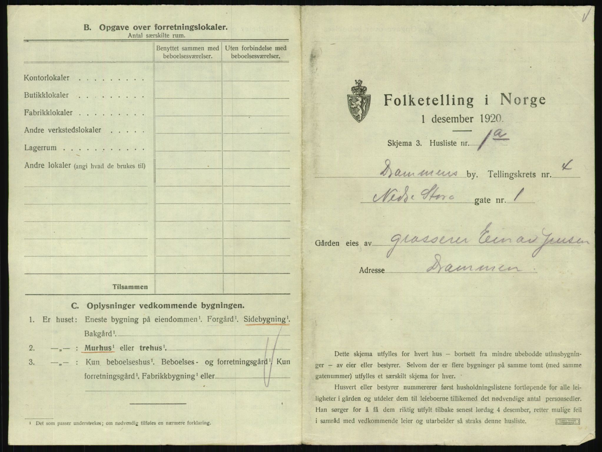 SAKO, 1920 census for Drammen, 1920, p. 1668