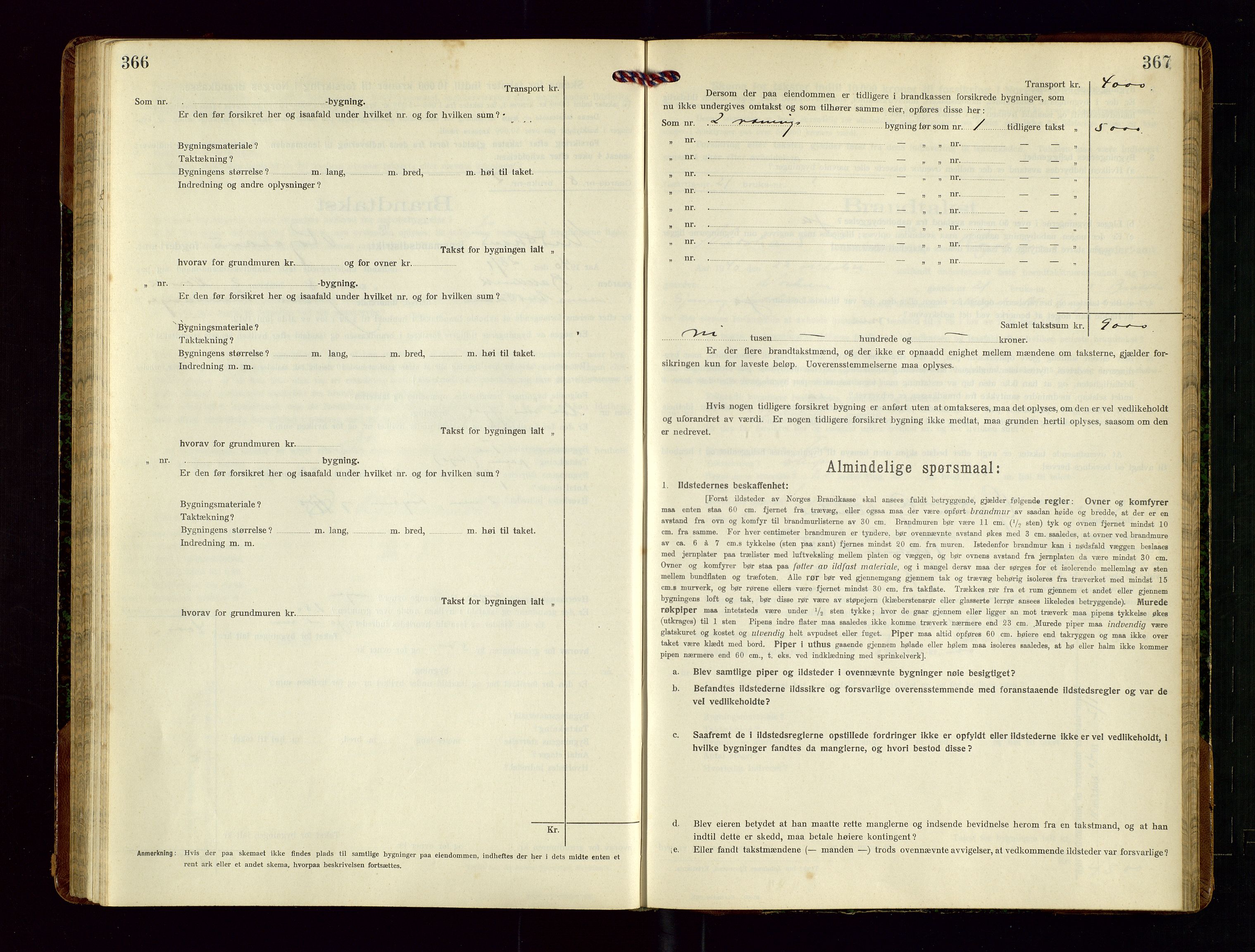 Nedstrand lensmannskontor, SAST/A-100236/Gob/L0002: "Brandtakstprotokol for Nerstrand lensmandsdistrikt Rogaland Fylke", 1916-1949, p. 366-367