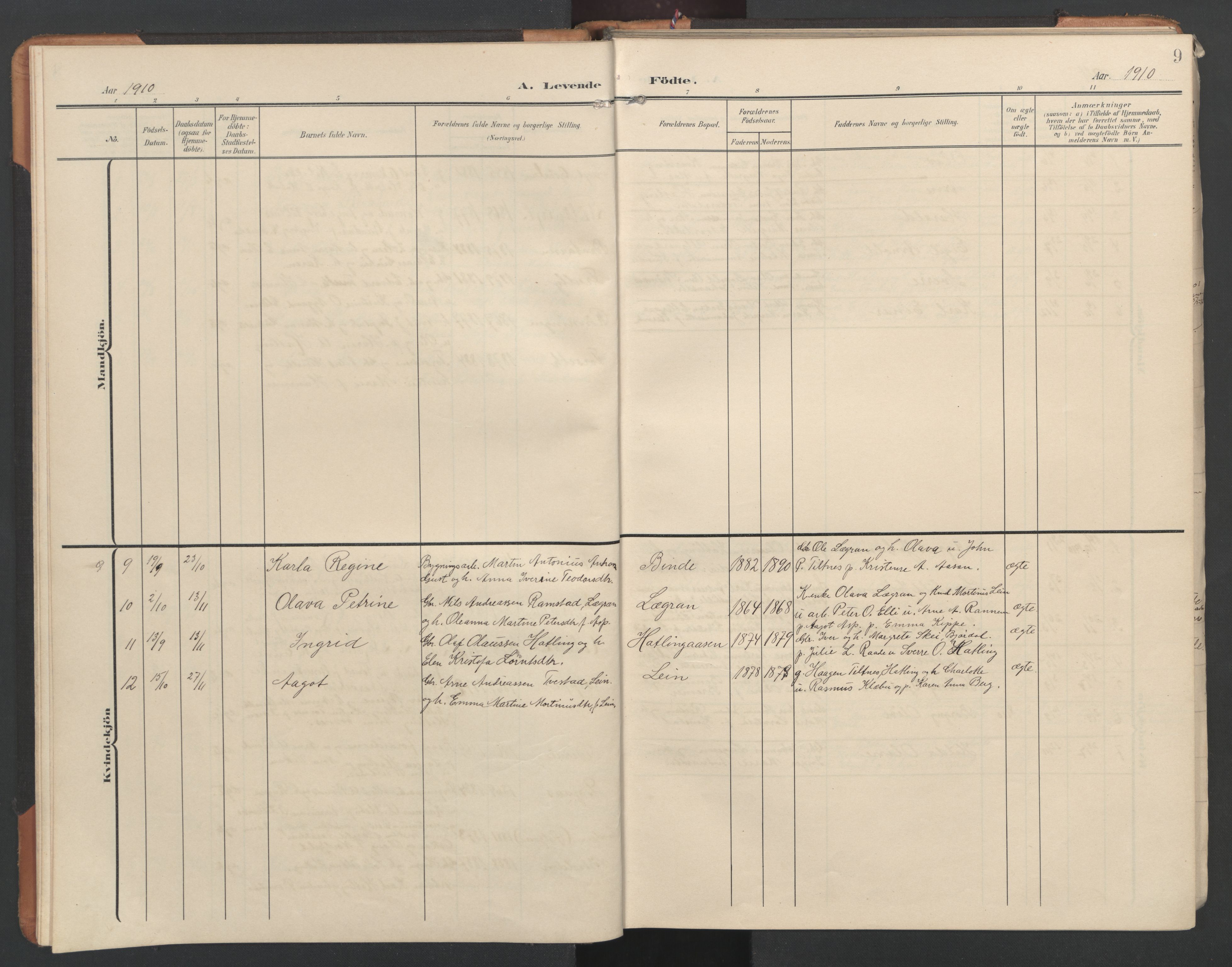 Ministerialprotokoller, klokkerbøker og fødselsregistre - Nord-Trøndelag, SAT/A-1458/746/L0455: Parish register (copy) no. 746C01, 1908-1933, p. 9