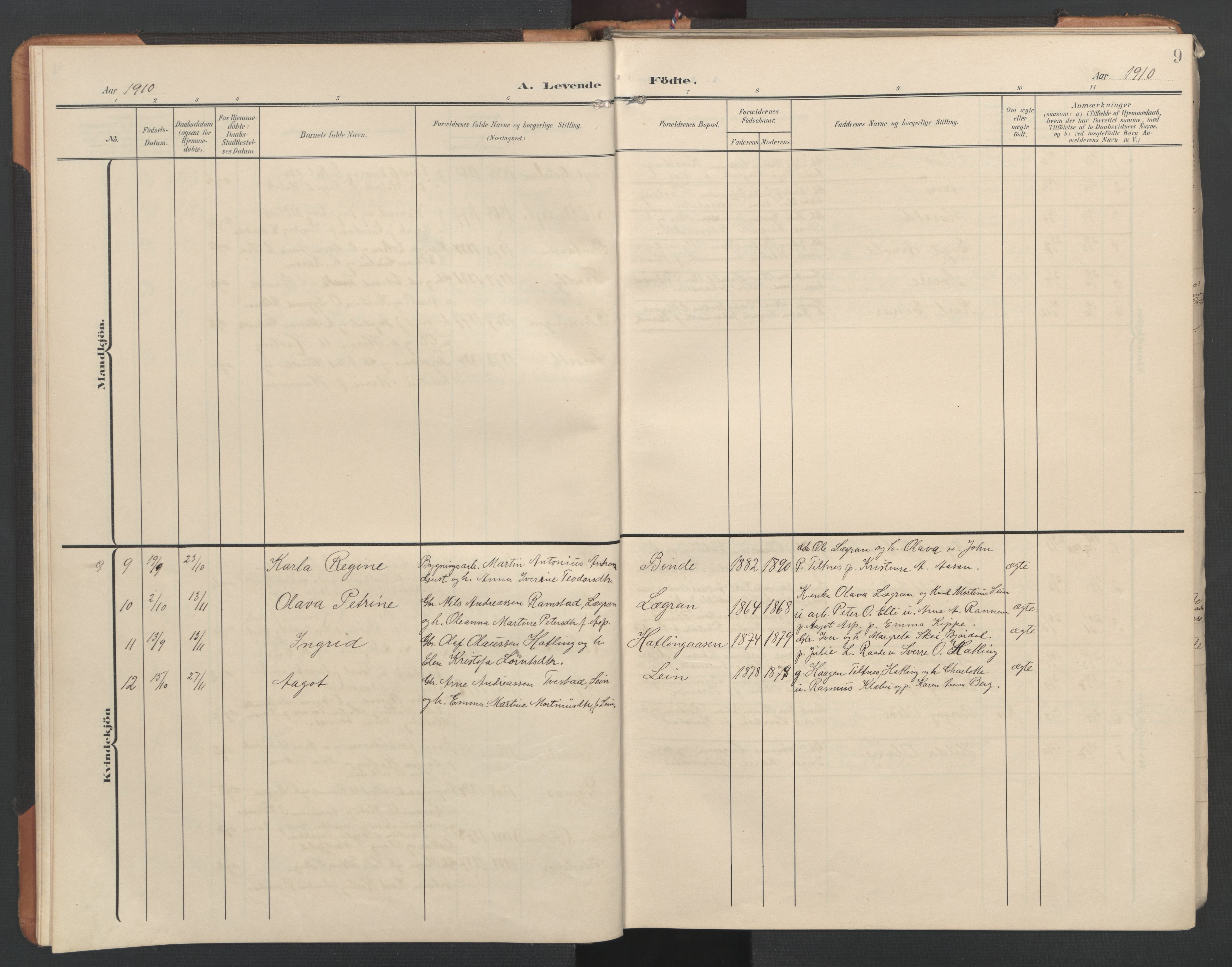 Ministerialprotokoller, klokkerbøker og fødselsregistre - Nord-Trøndelag, AV/SAT-A-1458/746/L0455: Parish register (copy) no. 746C01, 1908-1933, p. 9