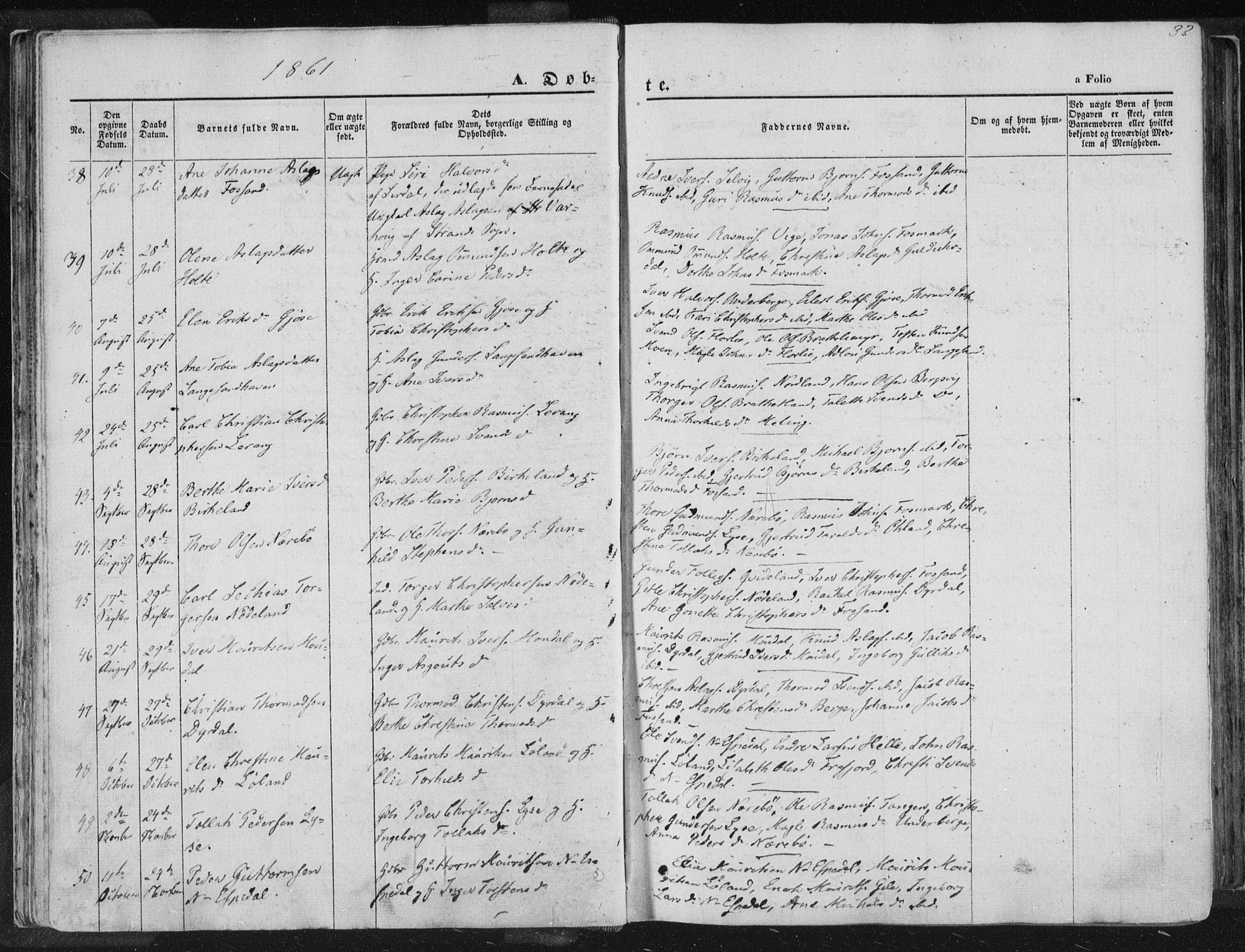 Høgsfjord sokneprestkontor, SAST/A-101624/H/Ha/Haa/L0001: Parish register (official) no. A 1, 1854-1875, p. 33