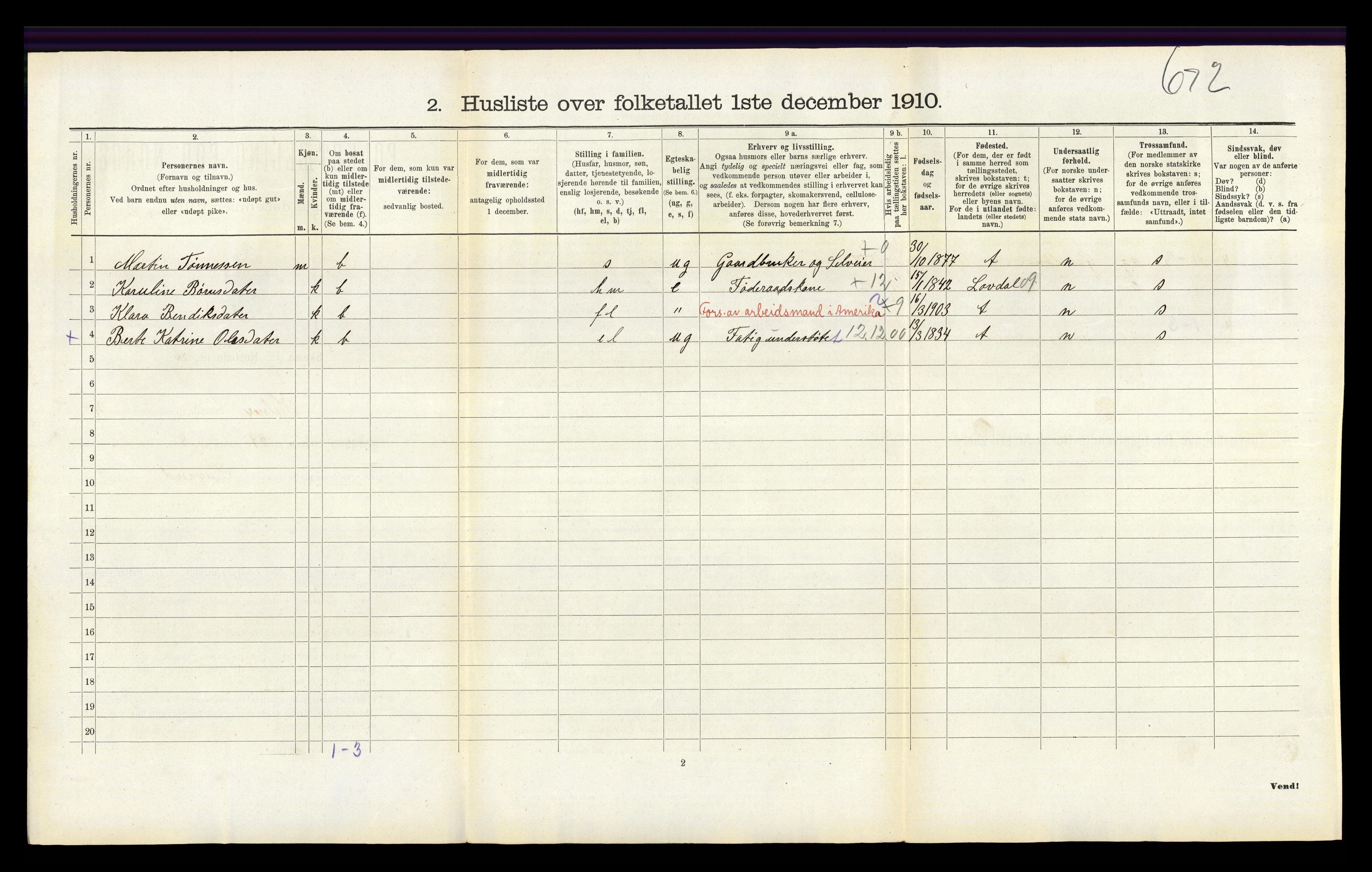 RA, 1910 census for Holum, 1910, p. 363