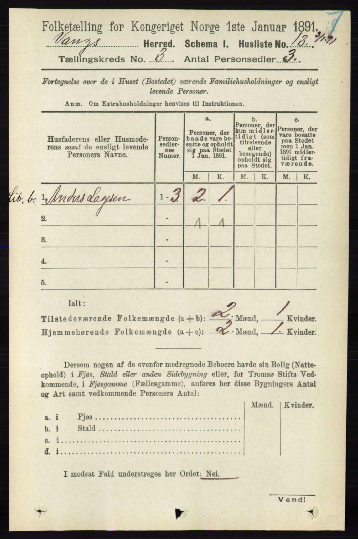 RA, 1891 census for 0414 Vang, 1891, p. 1762