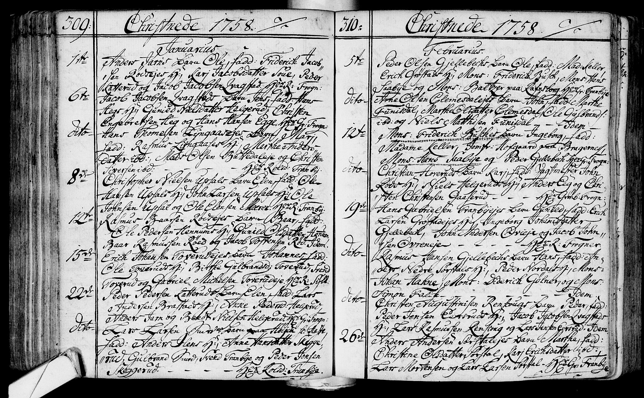 Lier kirkebøker, AV/SAKO-A-230/F/Fa/L0004: Parish register (official) no. I 4, 1749-1764, p. 309-310